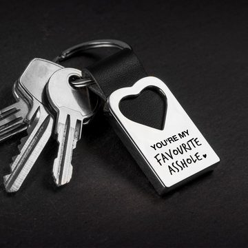FABACH Schlüsselanhänger Herz Schlüsselanhänger mit Gravur aus Leder - My Favorite Assh***