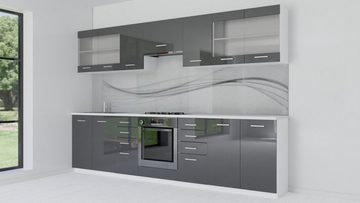 Roysson Home Hängeschrank 80 cm Küchenschrank mit Hochglänzenden hellgrauen Fronten