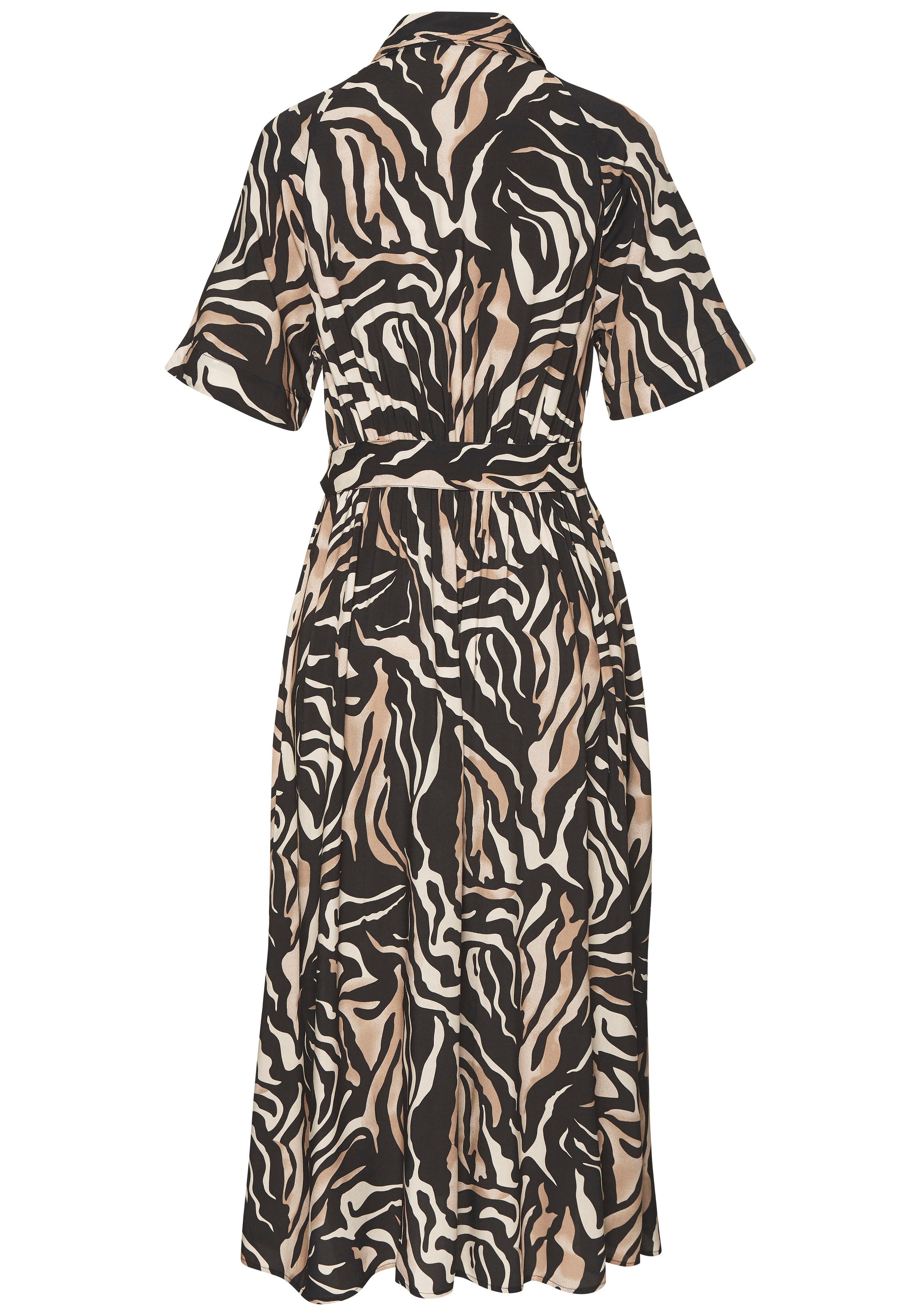 Vivance by Lascana Hemdblusenkleid mit klassischem Blusenkragen aus leichter Webware mit Animaldruck (mit Bindegürtel) Sommerliches Viskosekleid, Animalkleid, W – Bild 4 von 5