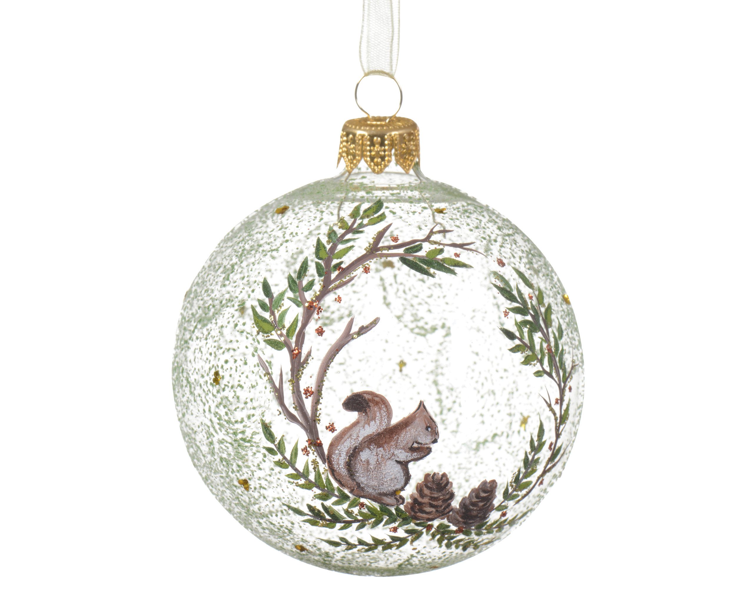 Kaemingk Weihnachtsbaumkugel, Weihnachtskugeln Glas 8cm Natur Motiv Mundgeblasen 6er Set Transparent