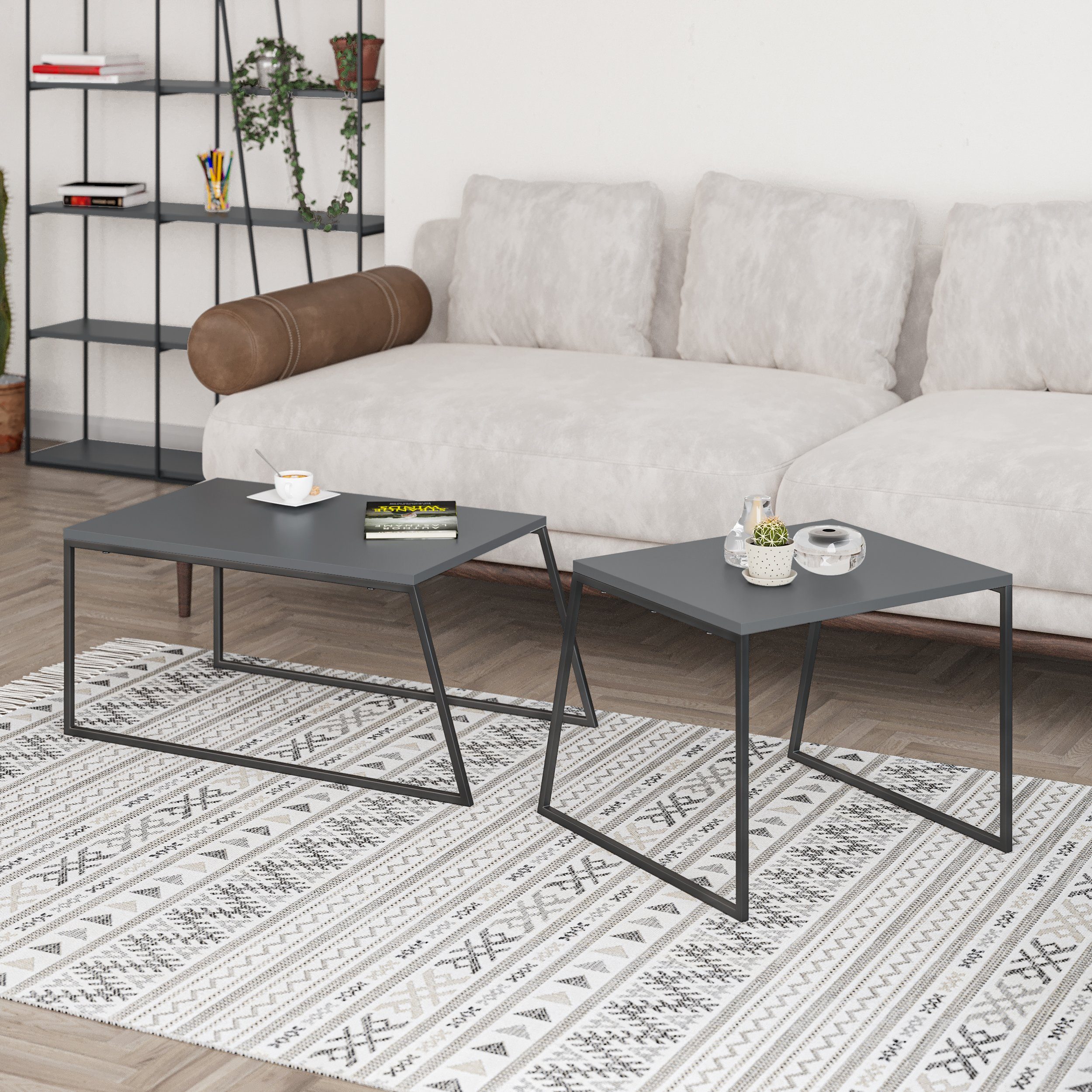 Set), x 88 cm x Couchtisch Moderner 38 Anthrazit 50 Couchtisch, Pal (2er Decortie