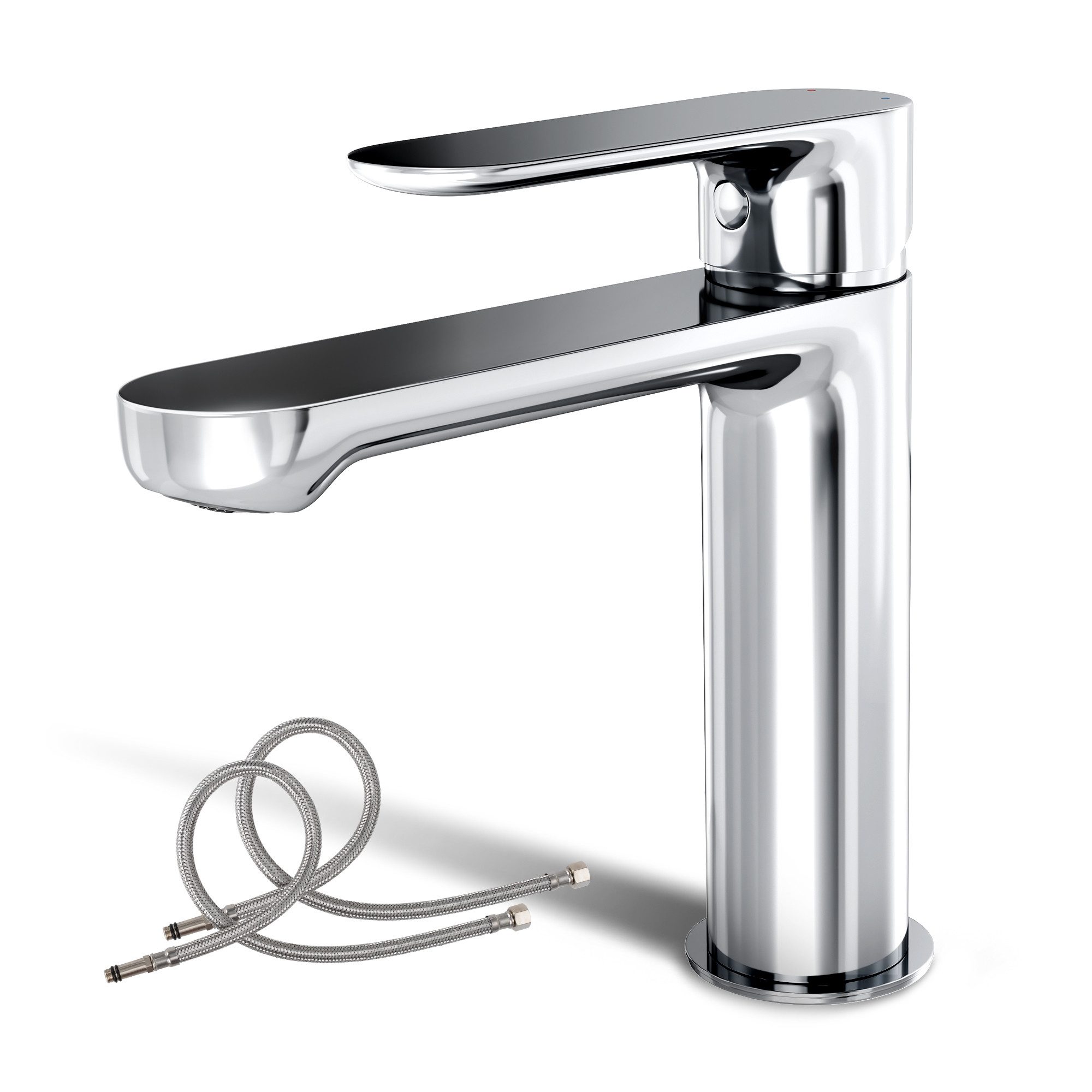 Alphabath Waschtischarmatur (Set, Bad Wasserhahn mit einem 3/8"-Zoll-Kompressionsgelenk) Chrom Badarmatur,mit Keramikkartusche,Edelstahl für Badezimmer