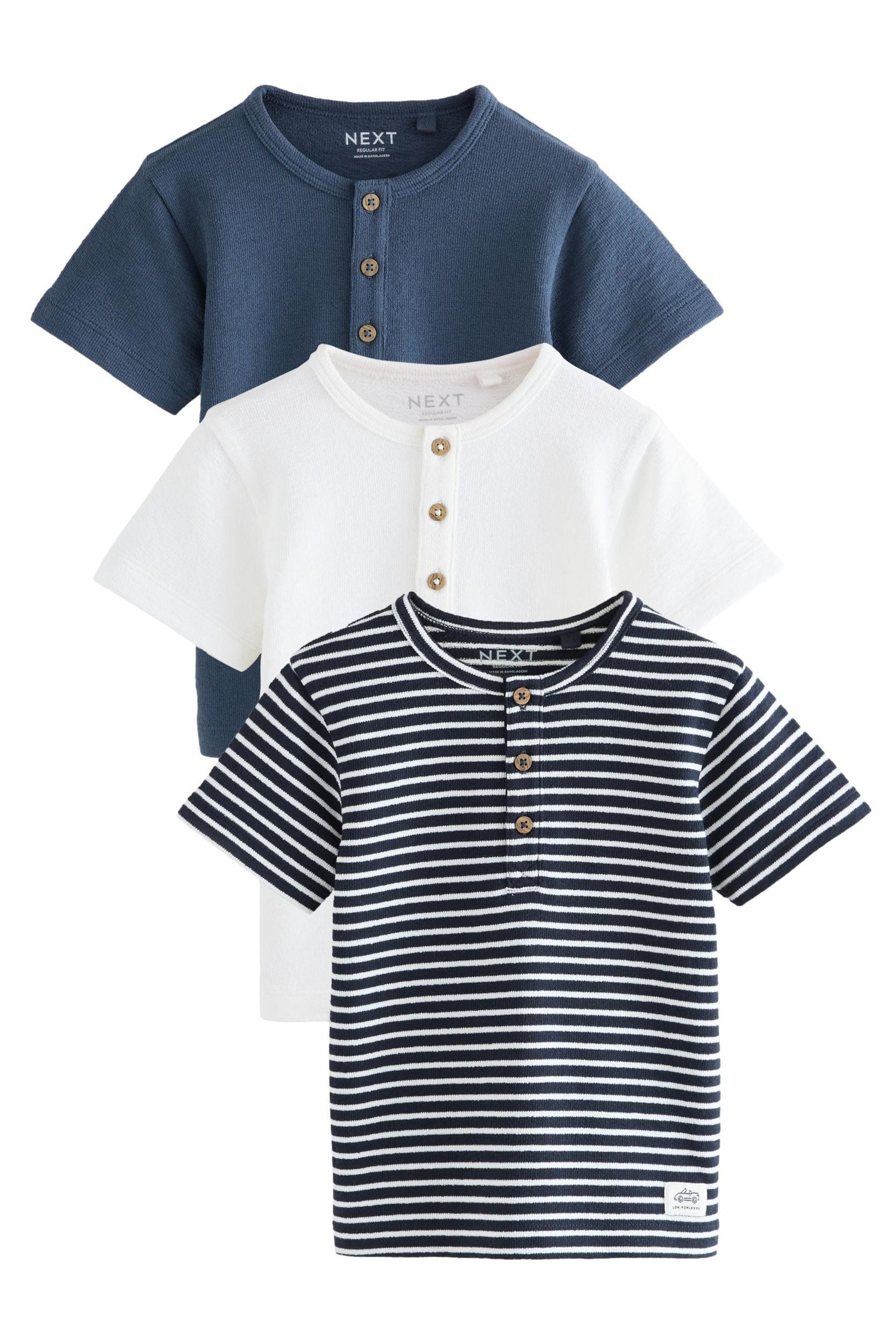 Next Henleyshirt Strukturierte Henley T-Shirts, 3er-Pack günstig online kaufen