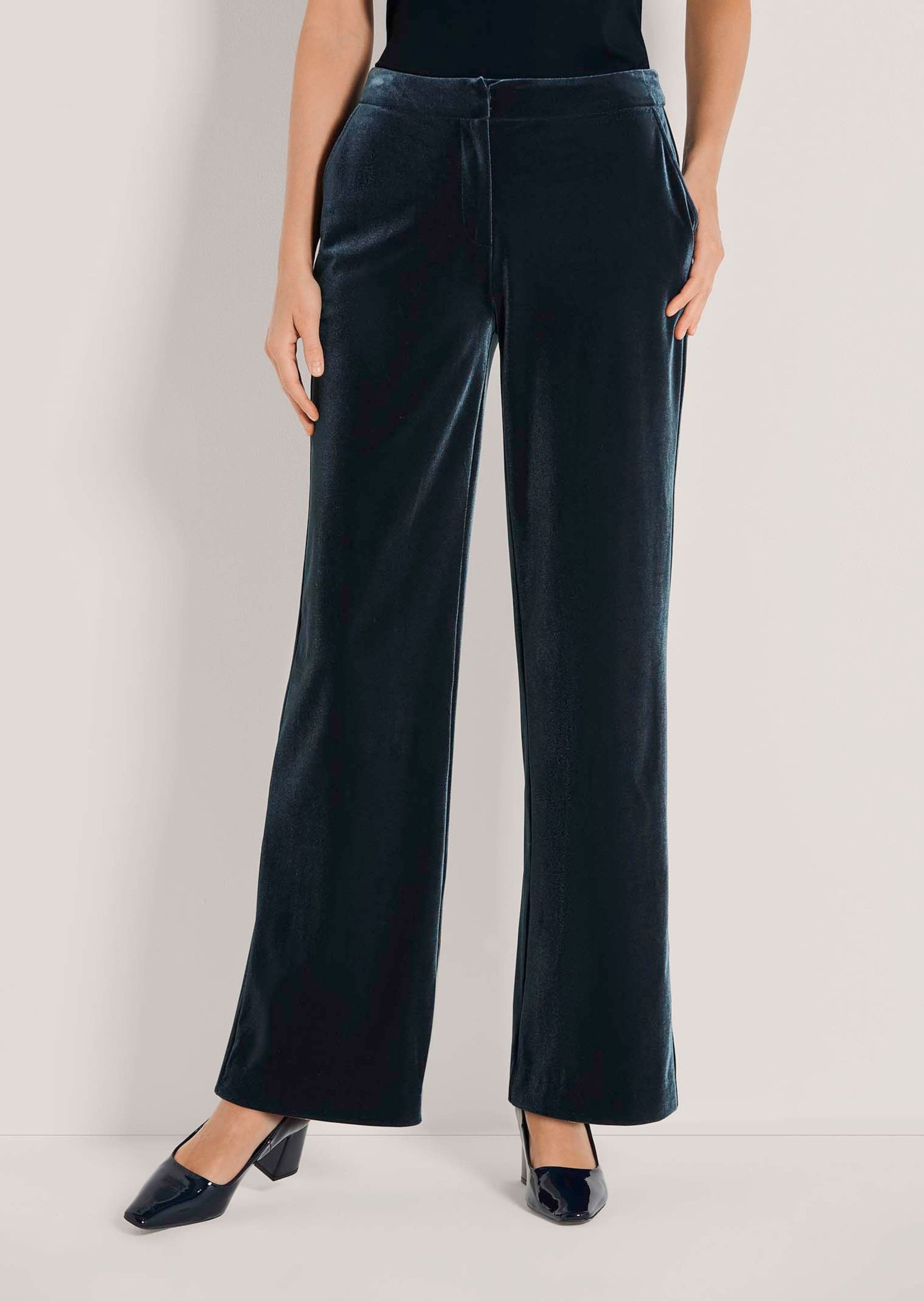 MADELEINE Palazzohose Elegante Hose mit luxuriösem Touch Weite Silhouette mit samtigen Glanz, breiter Formbund