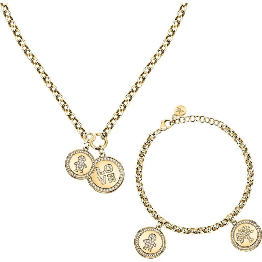 MORELLATO Kette mit Anhänger Exclusive gold-plated jewelry set Love S0R29 (necklace + bracelet)