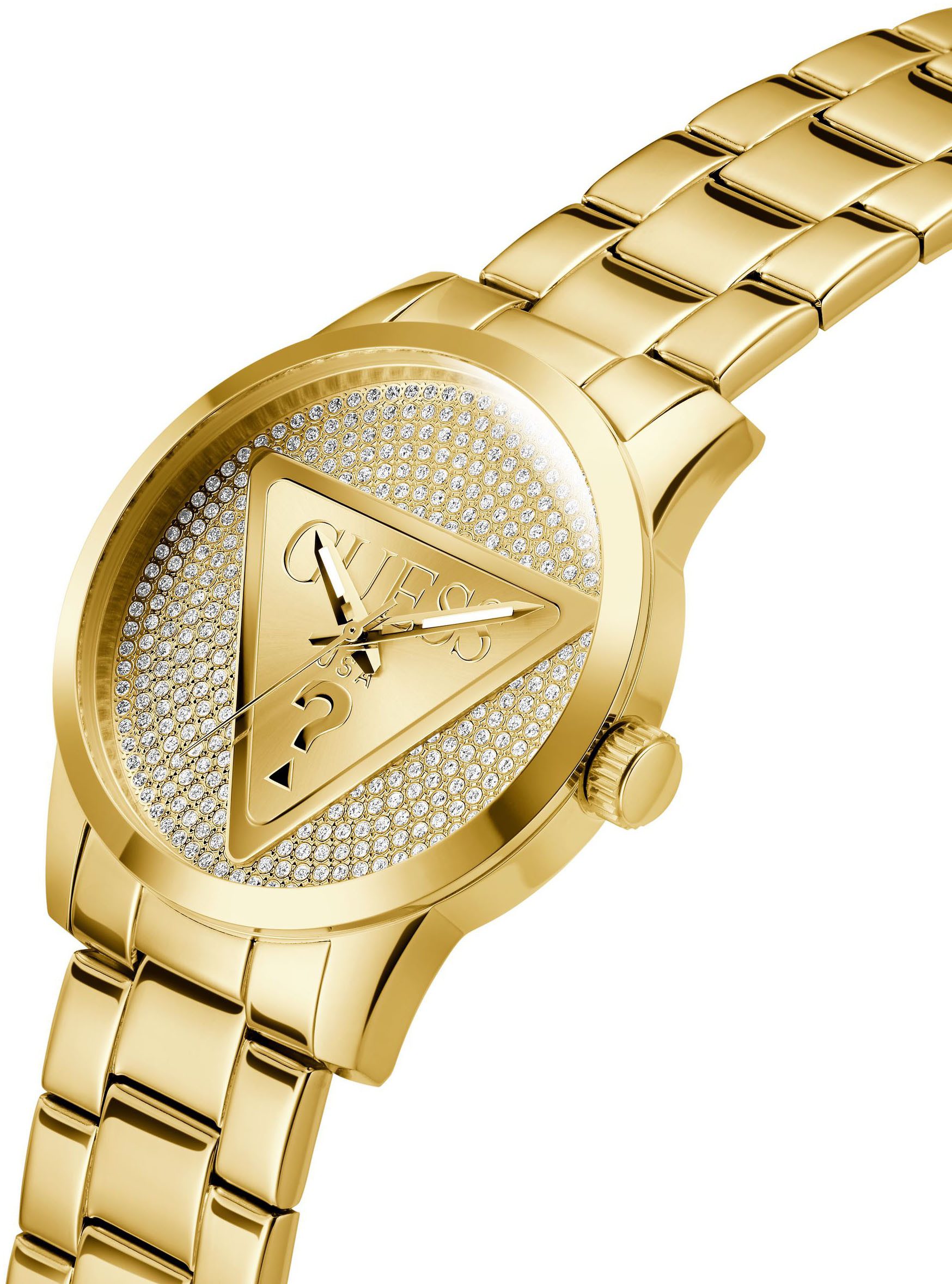 Guess Quarzuhr BADGE GW0915G1, Armbanduhr, Herrenuhr, Edelstahlarmband