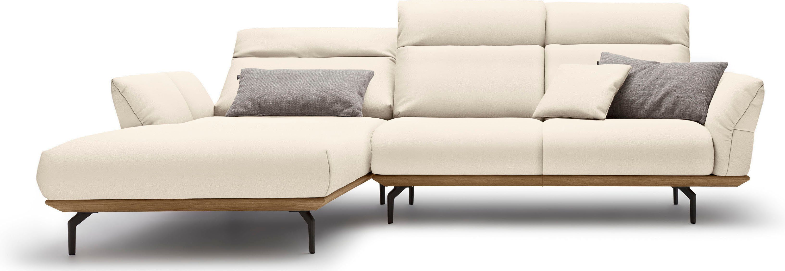sofa in Winkelfüße Umbragrau, Breite Nussbaum, in hülsta Sockel cm hs.460, 298 Ecksofa