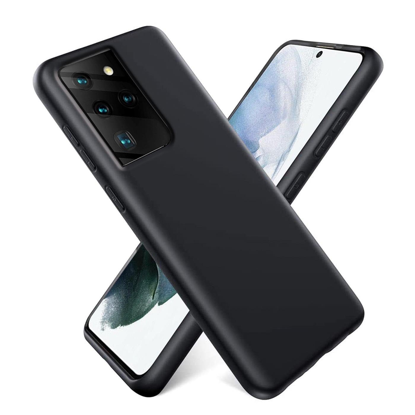 CoolGadget Handyhülle Silikon Case für das Samsung Galaxy S21 Ultra Slim TPU Cover 6,8 Zoll, Weiche Schutz Hülle mit Innen Fleece aus Stoff Handy Tasche