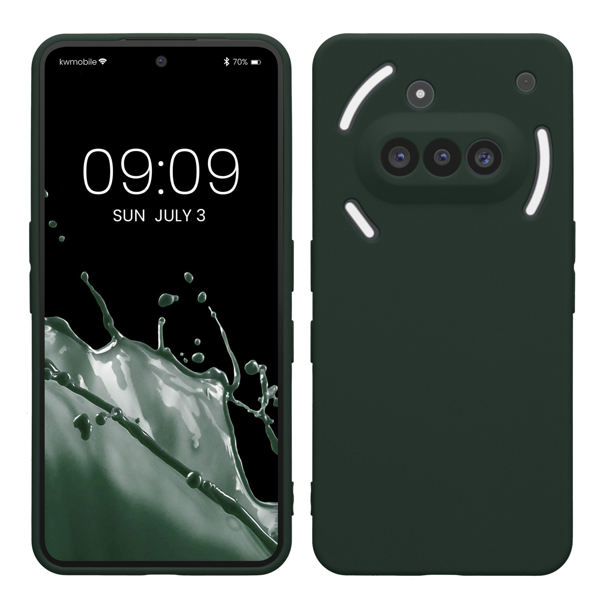 kwmobile Smartphone-Hülle Hülle für Nothing Phone 3a, Backcover Silikon - Soft Handyhülle - Handy Case in Moosgrün