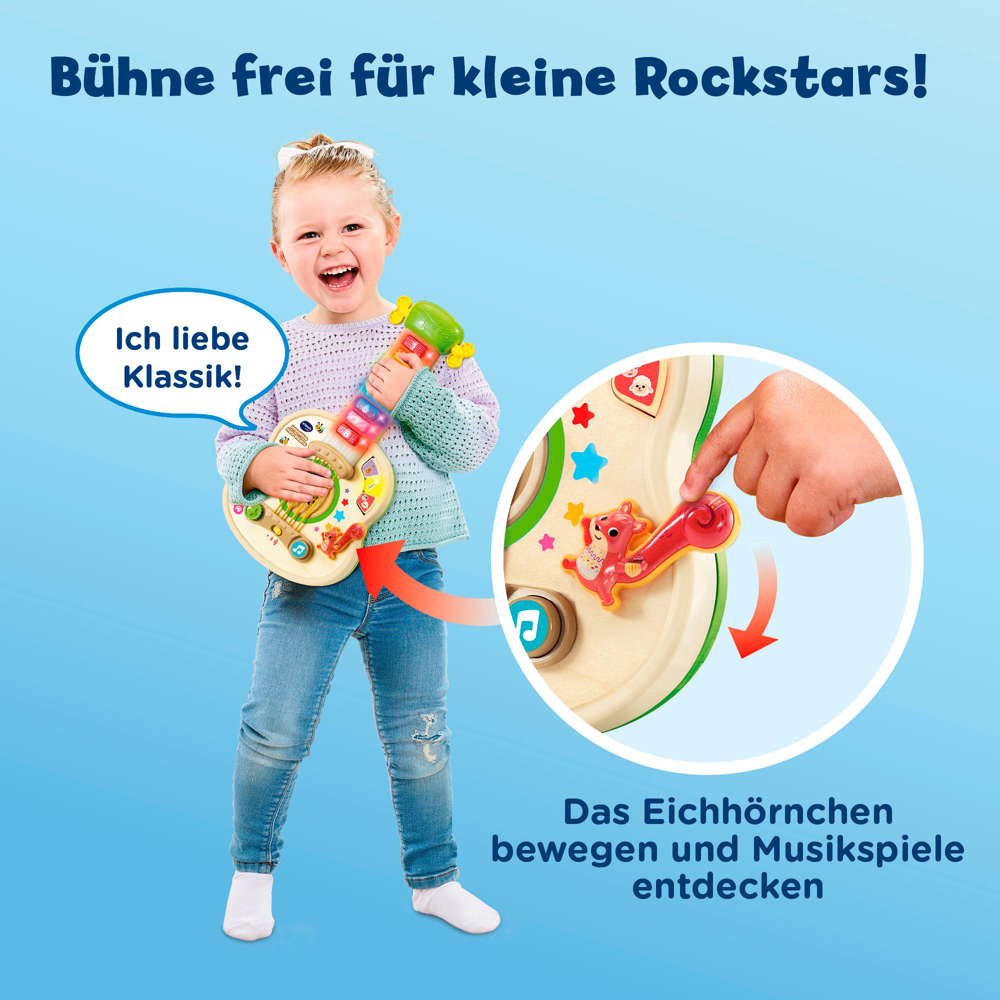 Vtech® Spiel-Gitarre Interaktive Holz-Gitarre, mit Licht und Sound