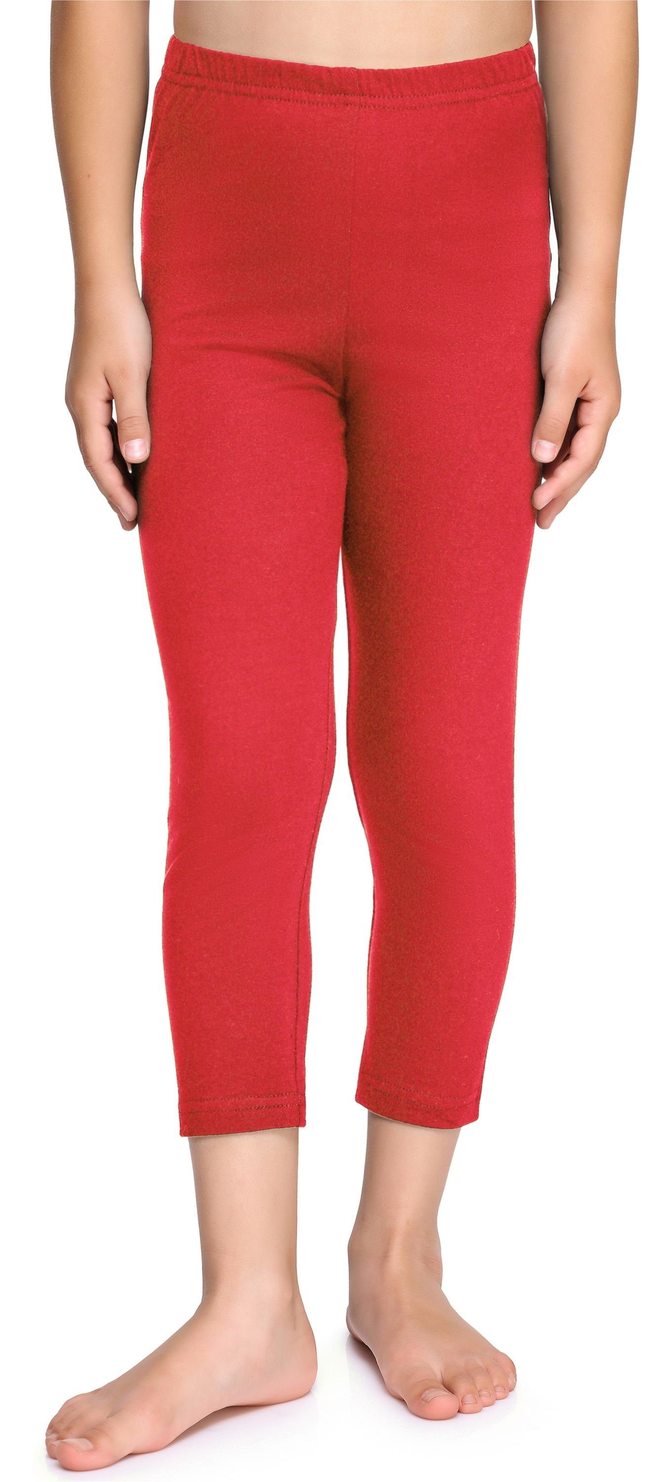 MS10-226 elastischer Leggings (1-tlg) Style Baumwolle Leggings Mädchen Merry Capri Rot Bund 3/4 aus