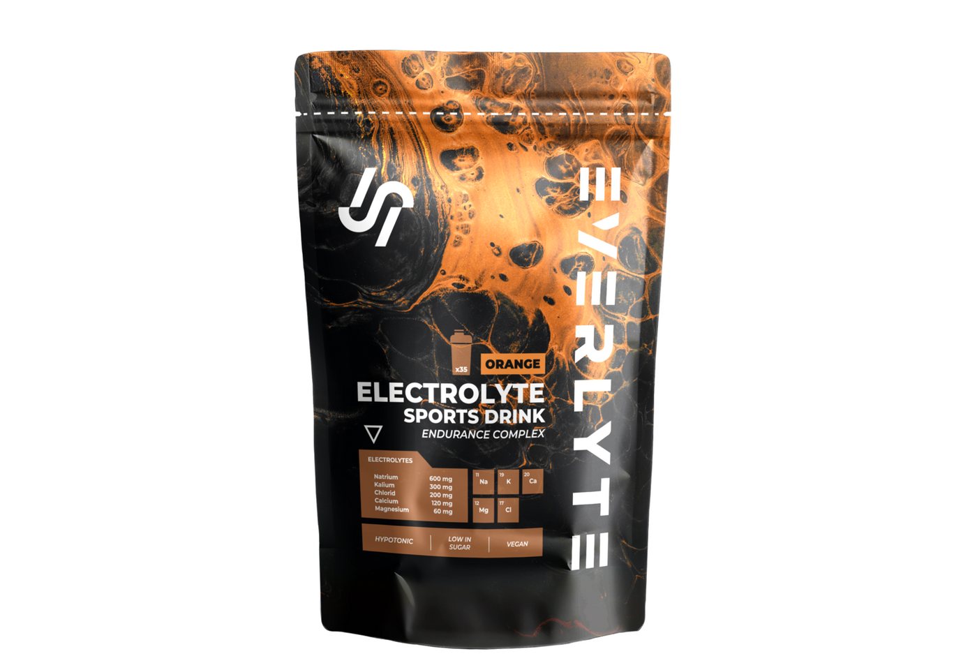 Everlyte Premium Elektrolyte Pulver Vegan Zuckerarm Orange Hydration Pulver, 245 g