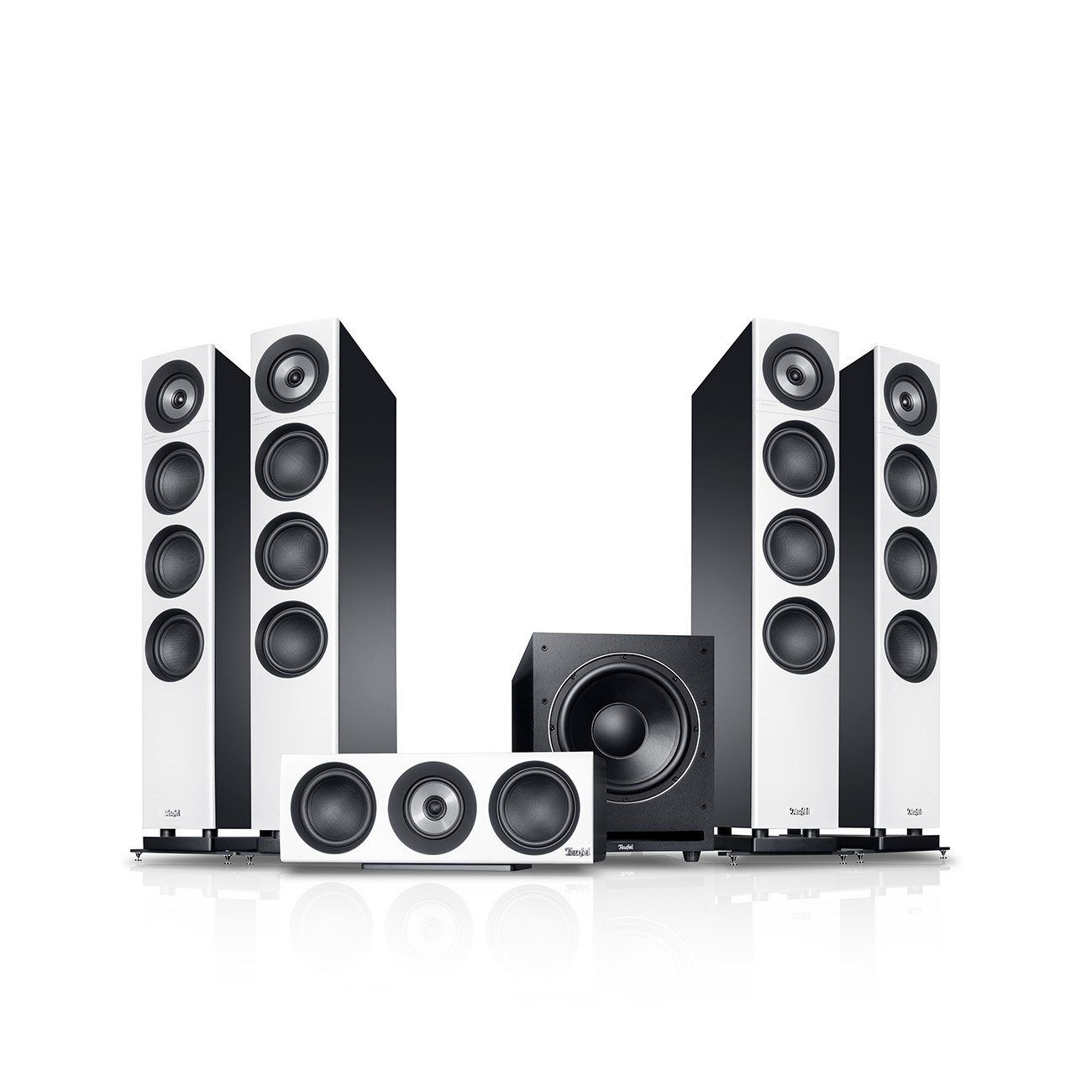 Teufel DEFINION 3 Surround Power Edition "5.1-Set" Stand-Lautsprecher (per Kabel, Wireless Subwoofer)