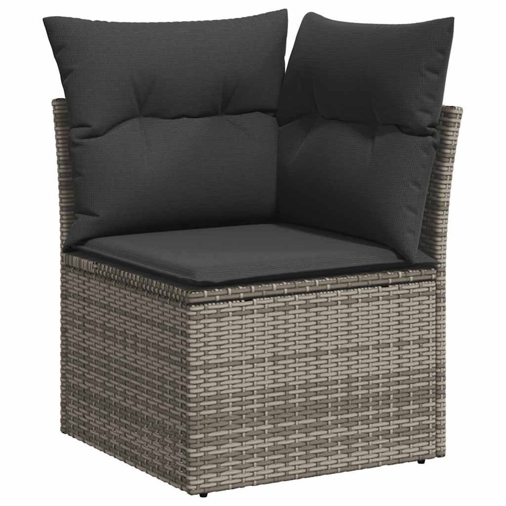 vidaXL Loungesofa Garten-Ecksofa mit Kissen Grau Poly Rattan, 1 Teile