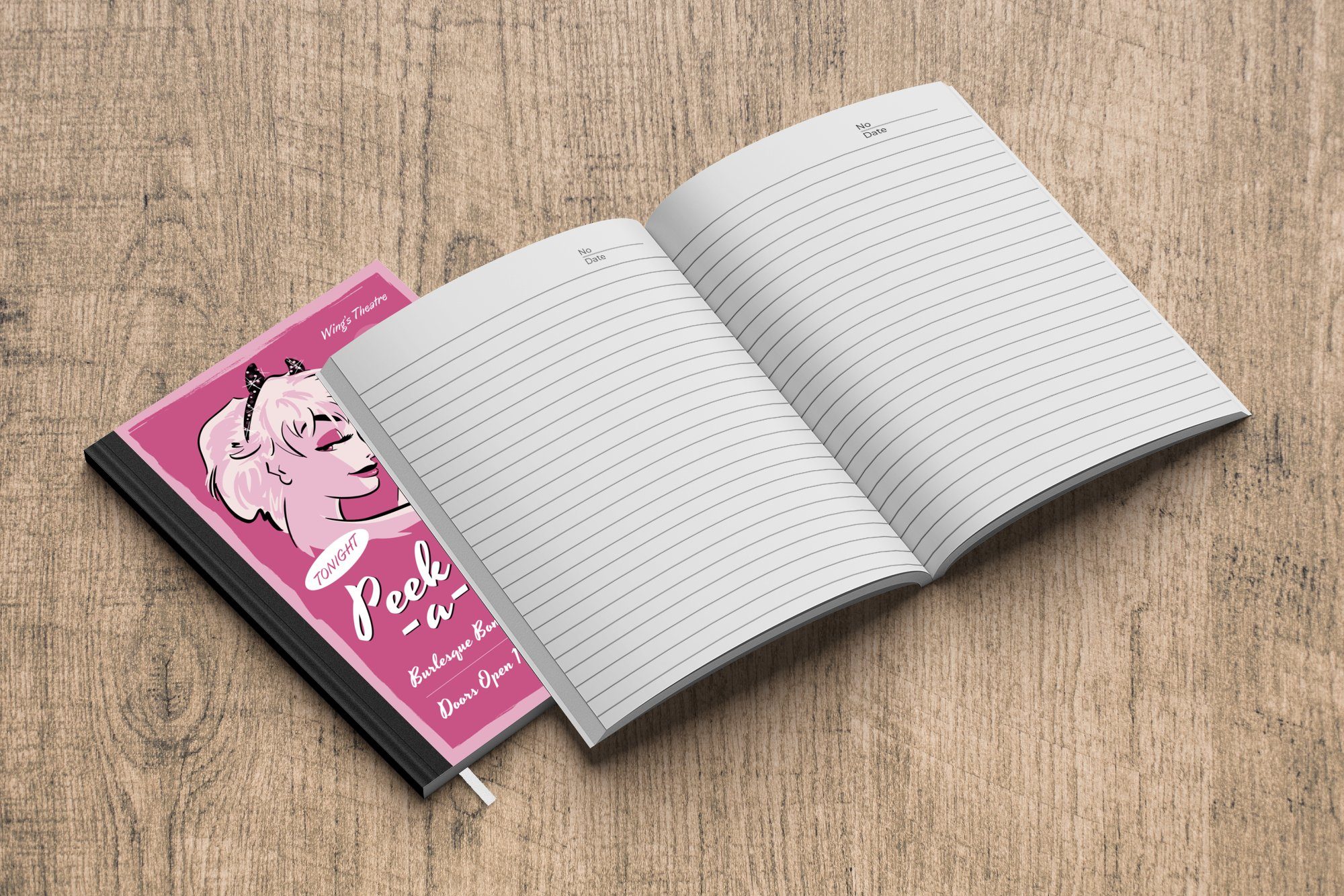 MuchoWow Notizbuch Illustration eines Notizheft, Haushaltsbuch einem der Seiten, A5, Pin-up-Girls mit BH Hand, Merkzettel, 98 Tagebuch, Journal, in