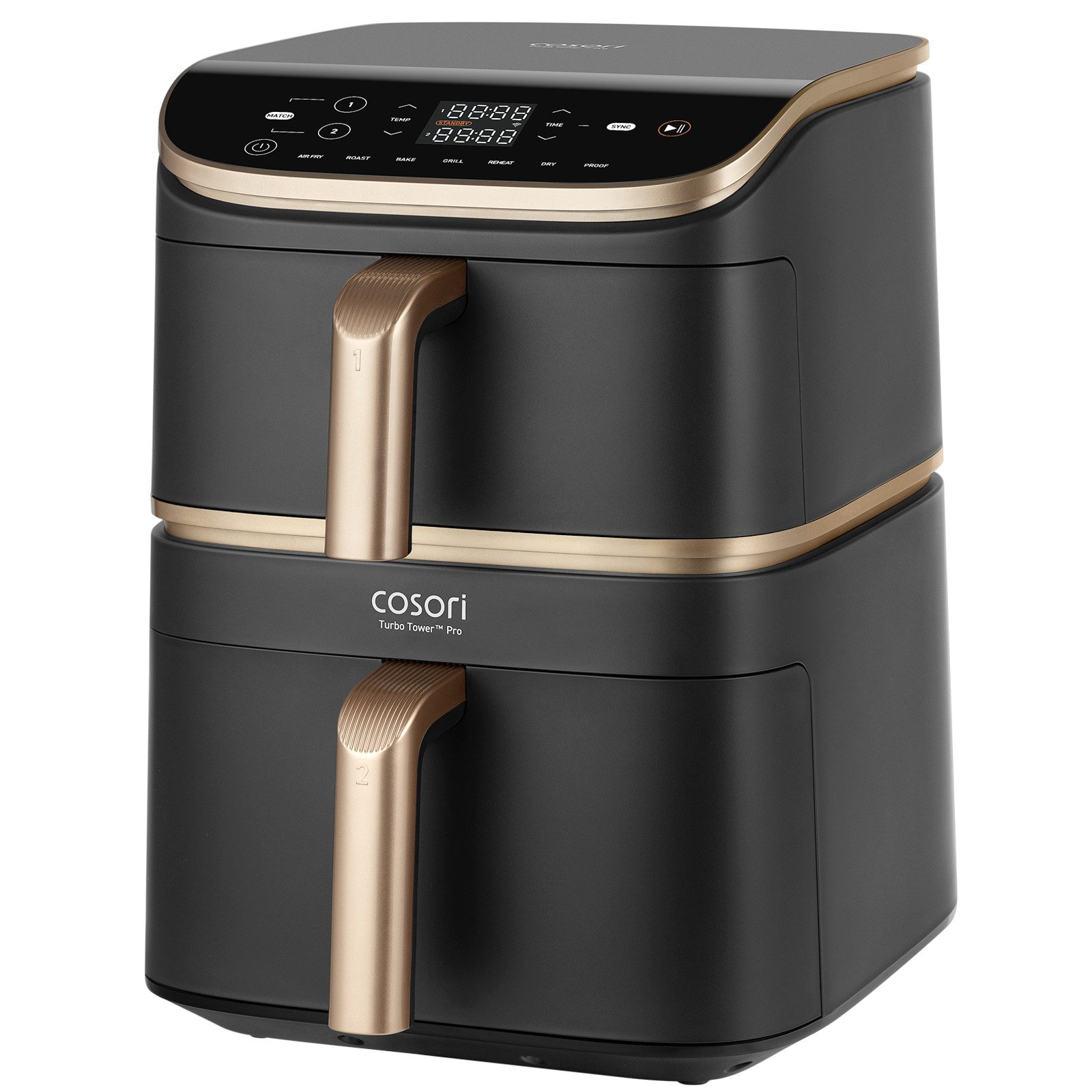 Cosori Heißluftfritteuse Cosori Turbo Tower Pro Smart CAF-DC123S, vertikaler Doppelkammer, Keramik-Körbe, 2630 W, 2 DC-Motoren, 7 Funktionen, 2 Keramik-Körbe, 1 – Bild 4 von 5