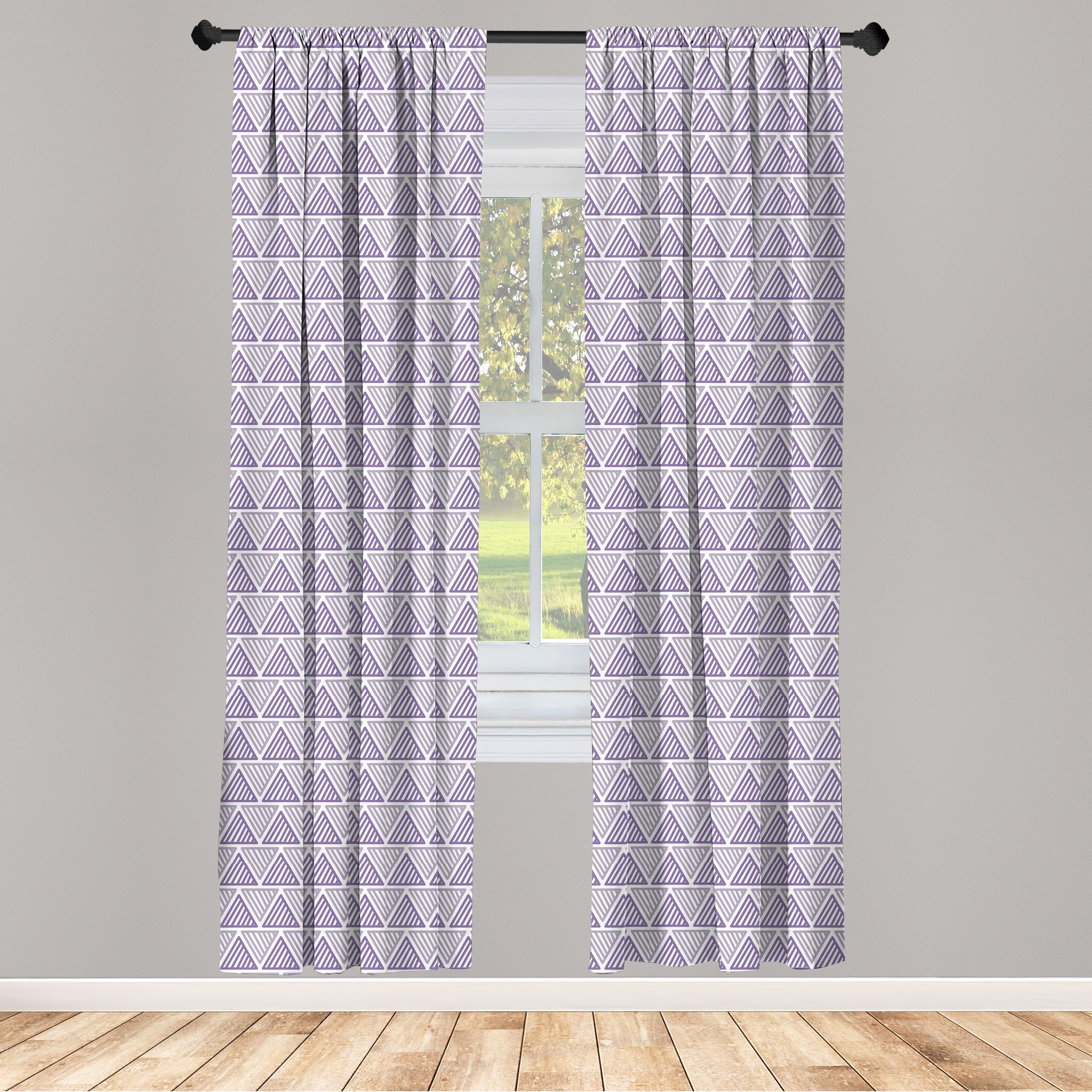 Gardine Vorhang für Wohnzimmer Schlafzimmer Dekor, Abakuhaus, Microfaser, Geometrisch Triangles Diagonal Strips
