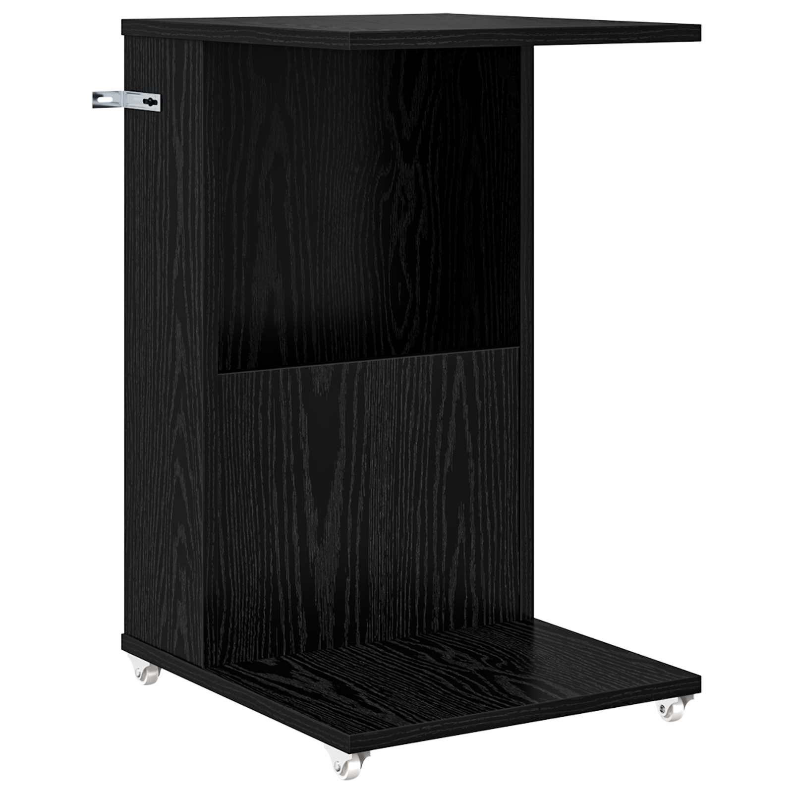 vidaXL Beistelltisch Beistelltisch Mit Rad Schwarz Eichen-Optik 40 x 35 x 60 cm (1-St)