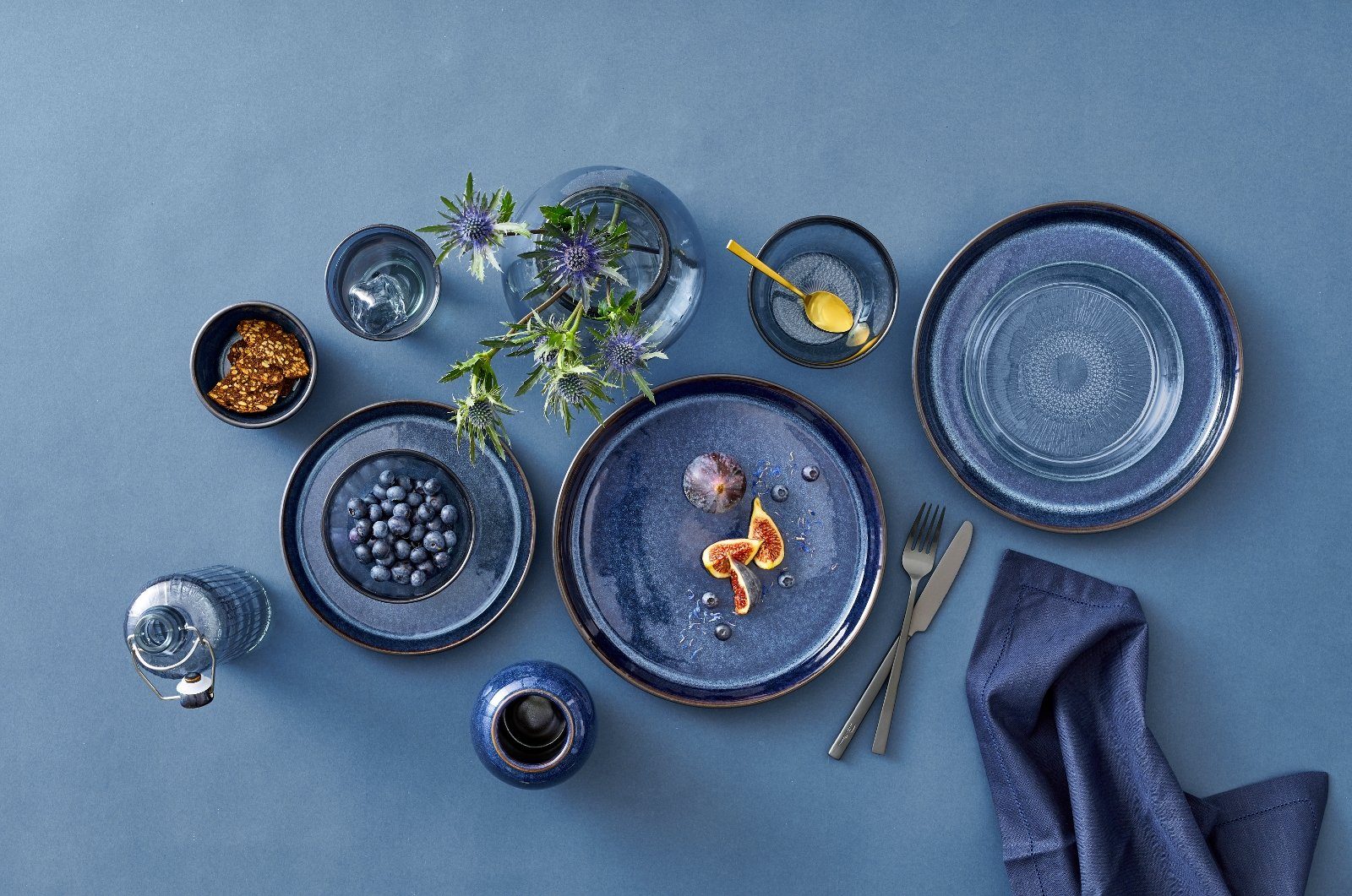 Bitz Servierplatte Platte black / dark blue 36 x 25 cm, Steinzeug, (Platten), Platte oval 36x25 cm Steinzeug Schwarz/Dunkelblau