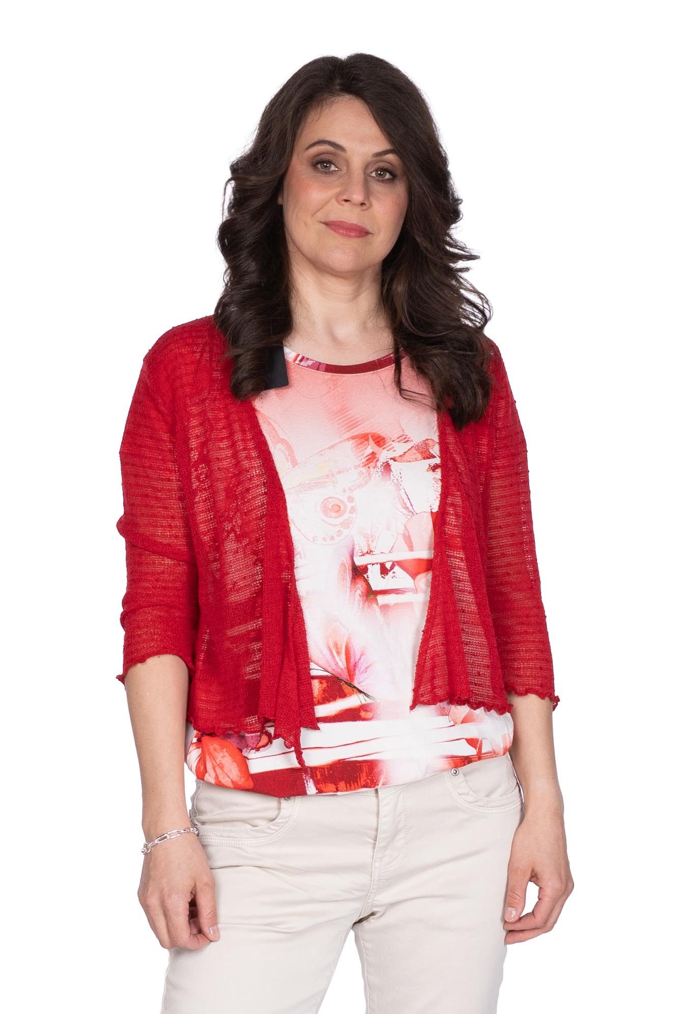 einfach Schön Cardigan 3/4 Cera rot unifarben günstig online kaufen