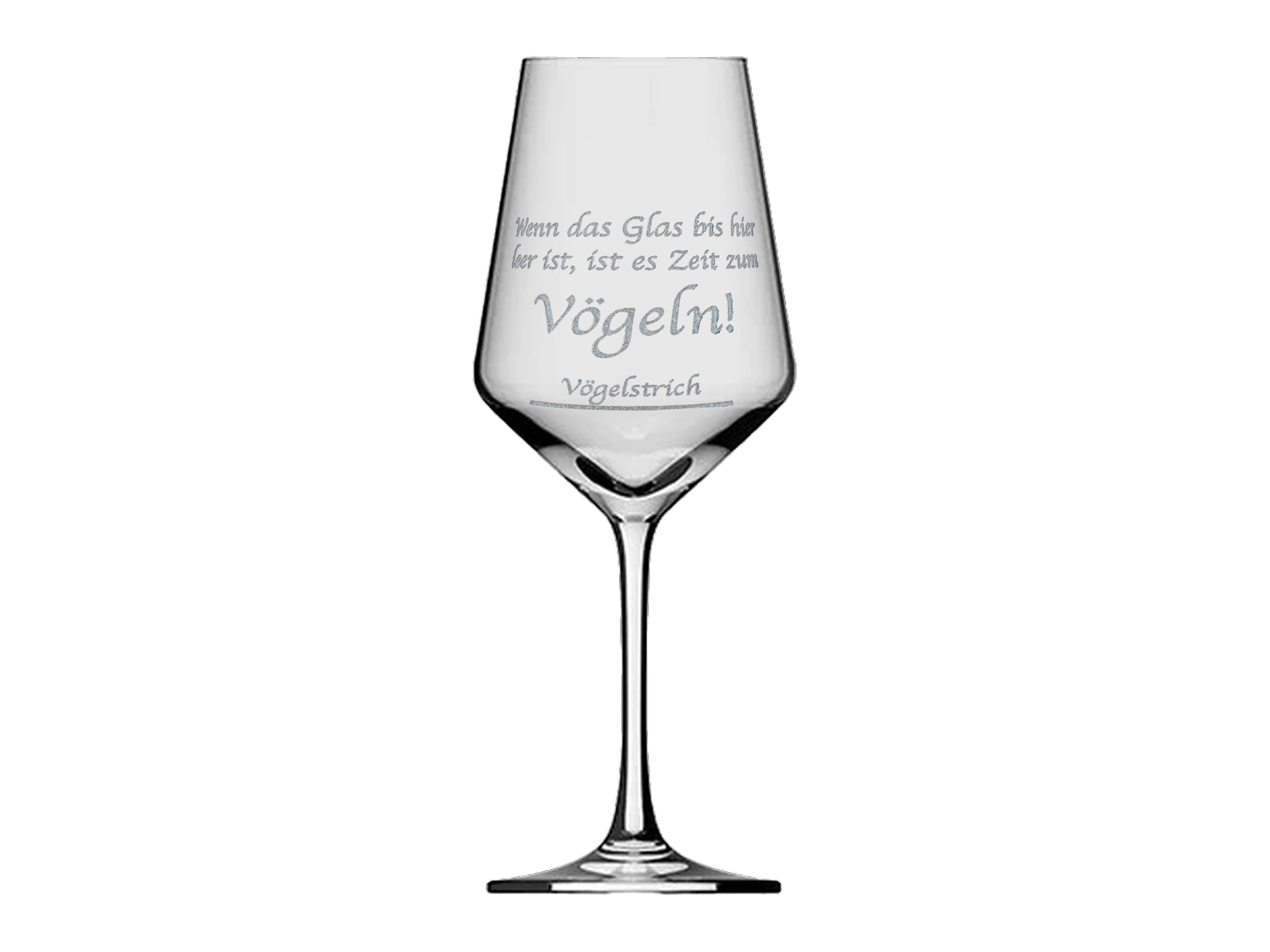 eXODA Weinglas Weinglas Gravur Zeit zum Vögeln 350ml spülmaschinenfest, 1-tlg., Glas, Atemberaubende Darstellung