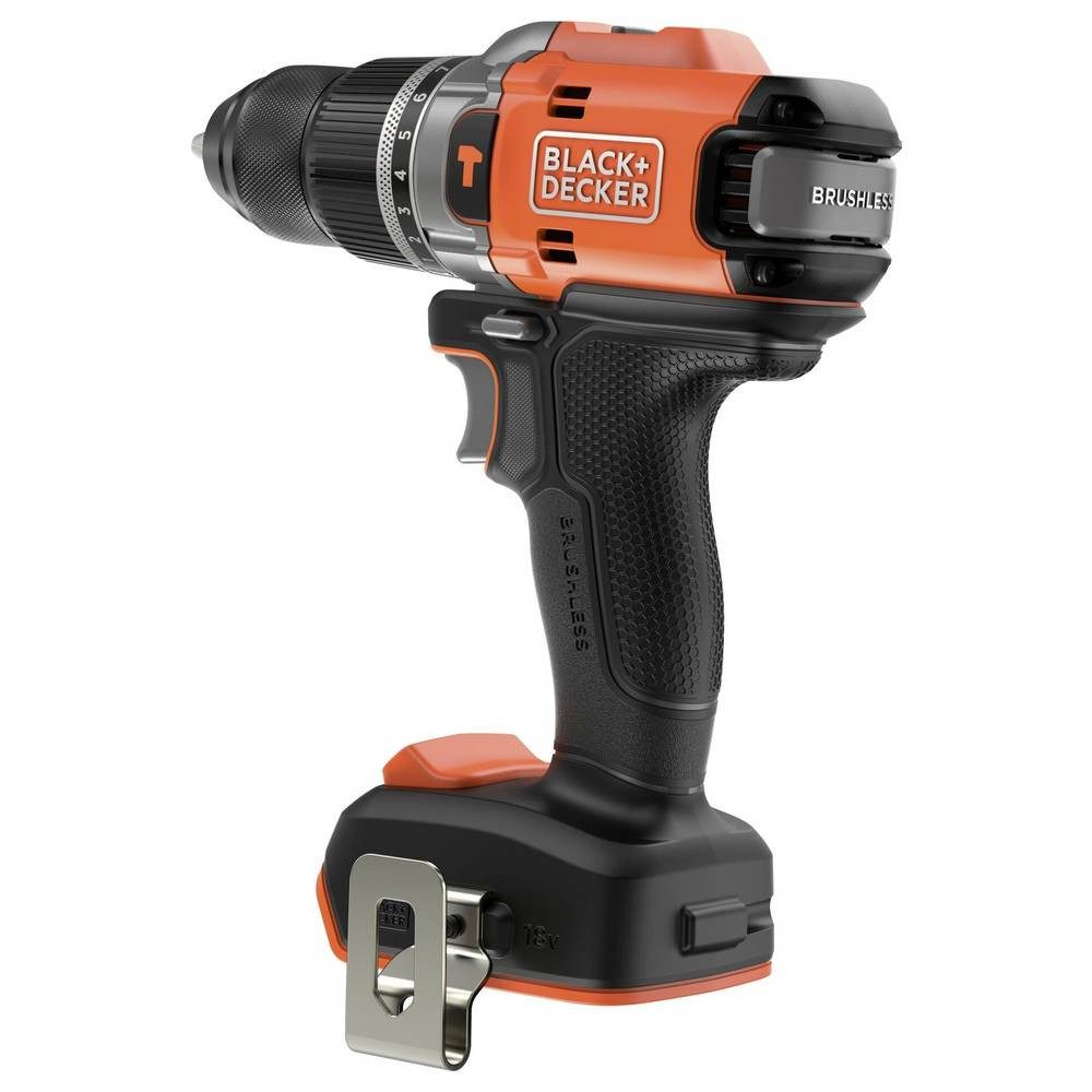 Black + Decker Schlagbohrmaschine 2-Gang-Akku-Schlagbohrschrauber bürstenlos, ohne Akku, ohne Ladegerät, bürstenlos, ohne Akku, ohne Ladegerät, mit Zubehör