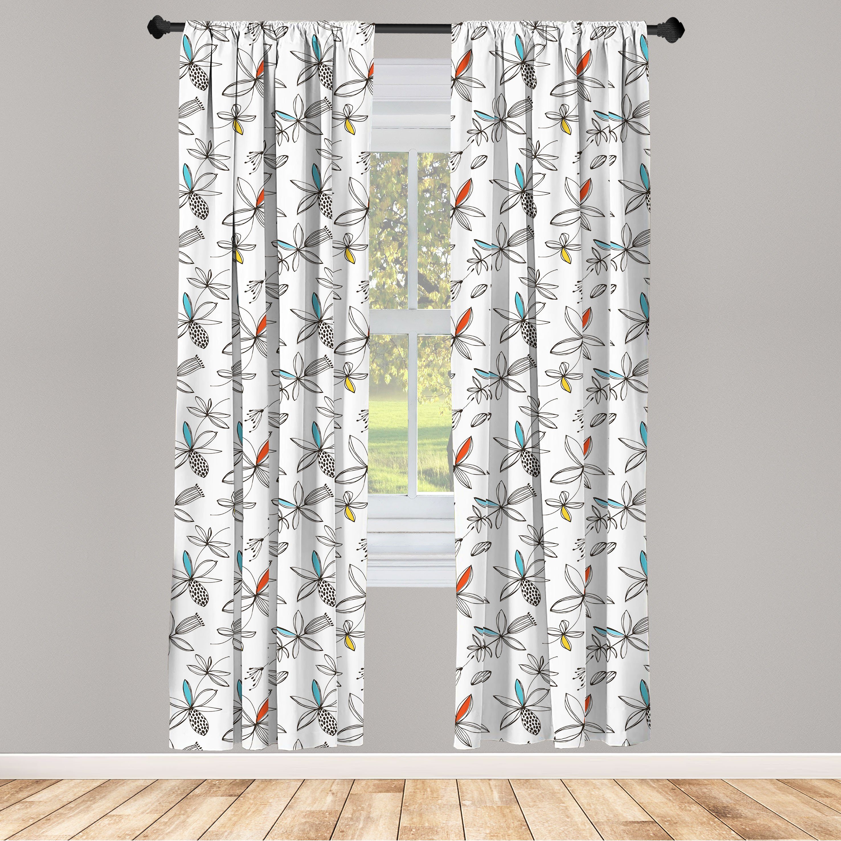 Gardine Vorhang für Wohnzimmer Schlafzimmer Dekor, Abakuhaus, Microfaser, Blume Abstract Floral