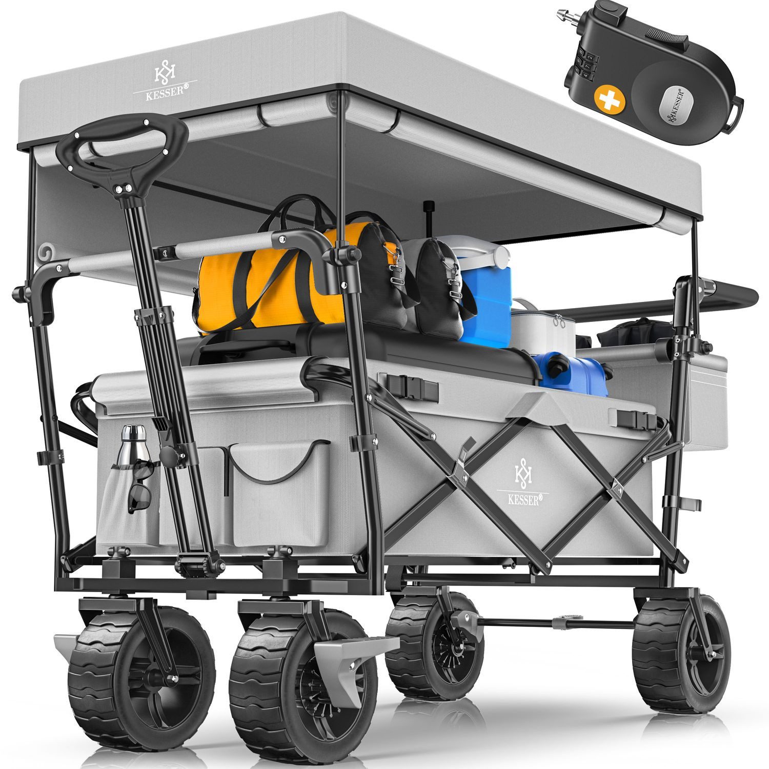 KESSER Bollerwagen, Bollerwagen faltbar GT9000 mit Dach Handwagen Transportwagen