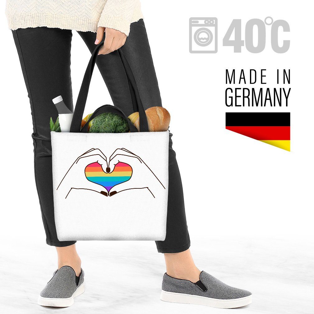 Hände Hände (1-tlg), Beziehung pride Henkeltasche flag parade Regenbogen Gay VOID Herz gestreift