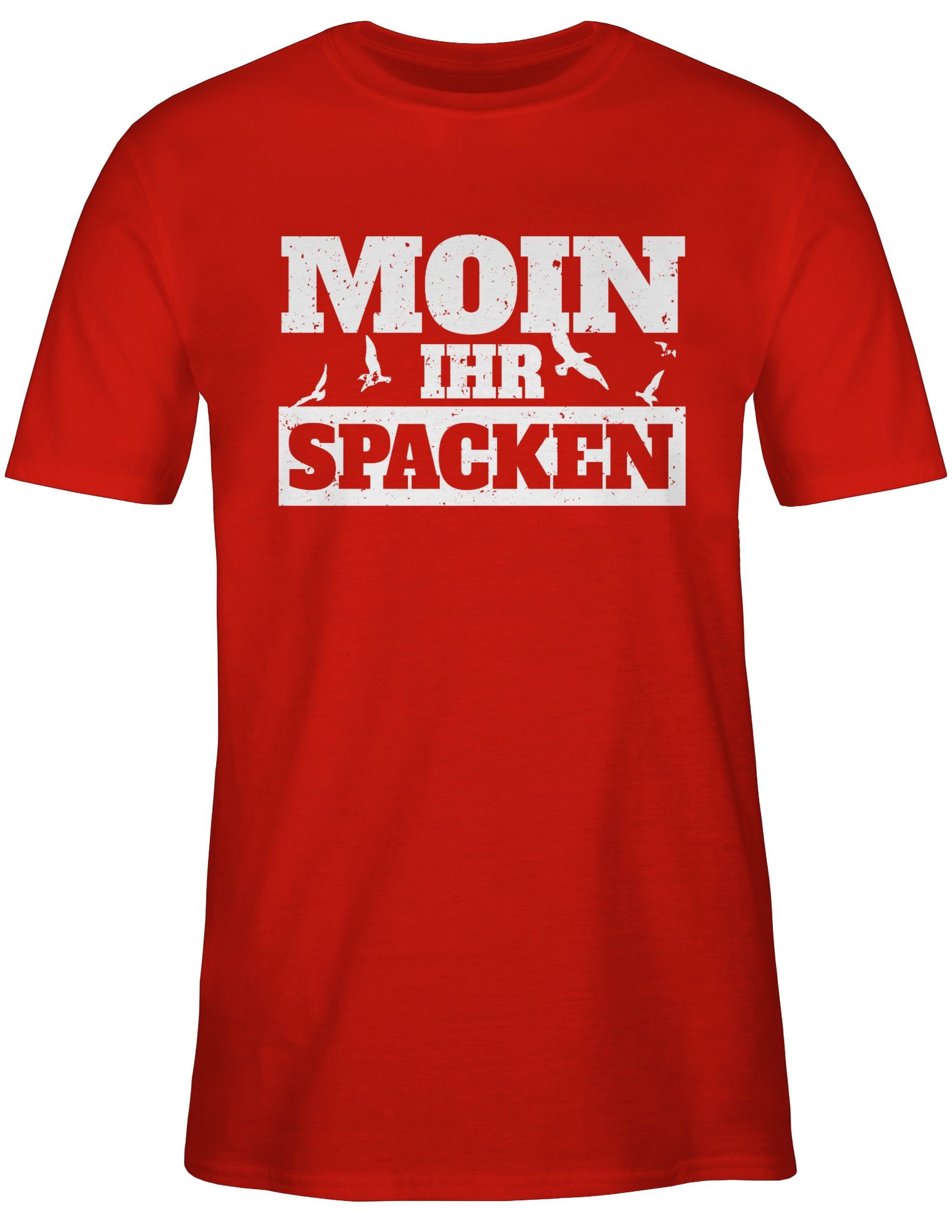Shirtracer T-Shirt Moin ihr - Spacken weiß Rot 03 Sprüche Statement