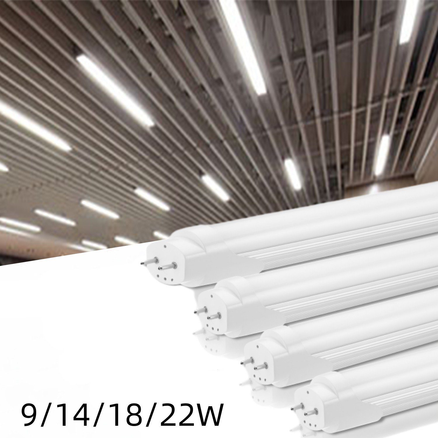 14W 3ft T8 LED Stück Tubes matt Stück Lichtleiste Leuchtstoffröhre, Kaltweiß, iscooter 2 LED fest Lichtleiste, Werkstattlampe LED integriert, LED - Leuchtstoff Röhre 2 (6000K) Ersatzröhre 9/14/18/22W