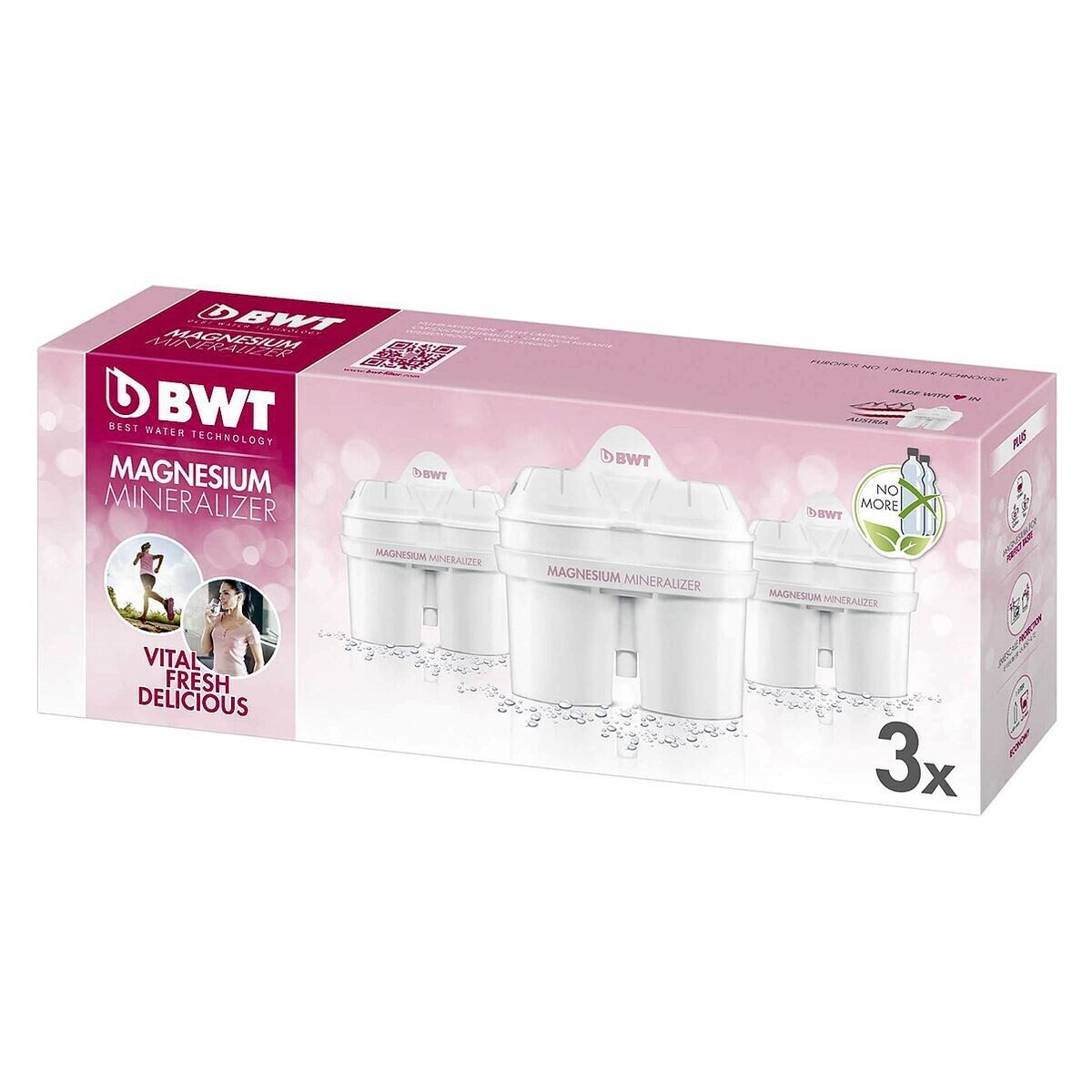 BWT Wasserfilter Magnesium Mineralized Water, Zubehör für BWT Wasserfiltersysteme, Filterkartuschen-Set, 3er Pack