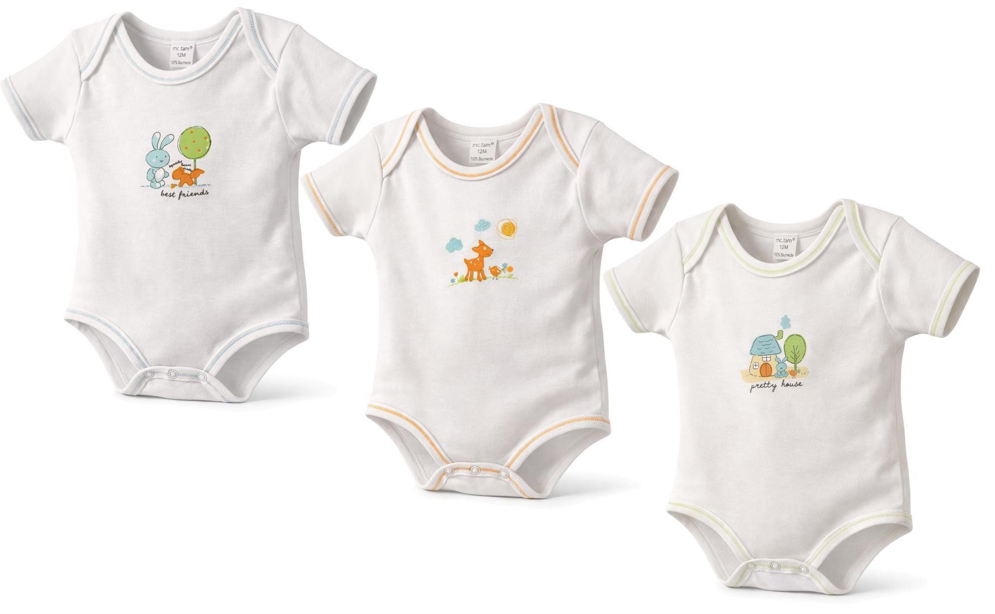 EloModa Baby Kurzarmbody 3er-Pack 100% Baumwolle Bodys Kurzärmelig; 4-24 Monat (3-St)
