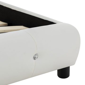 vidaXL Bett Bett mit Memoryschaum-Matratze Weiß Kunstleder 90×200 cm