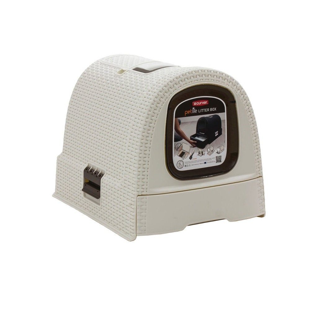 Curver Katzentoilette Pet Life, Katzentoilette mit einer Schwingtür und einem Geruchsfilter