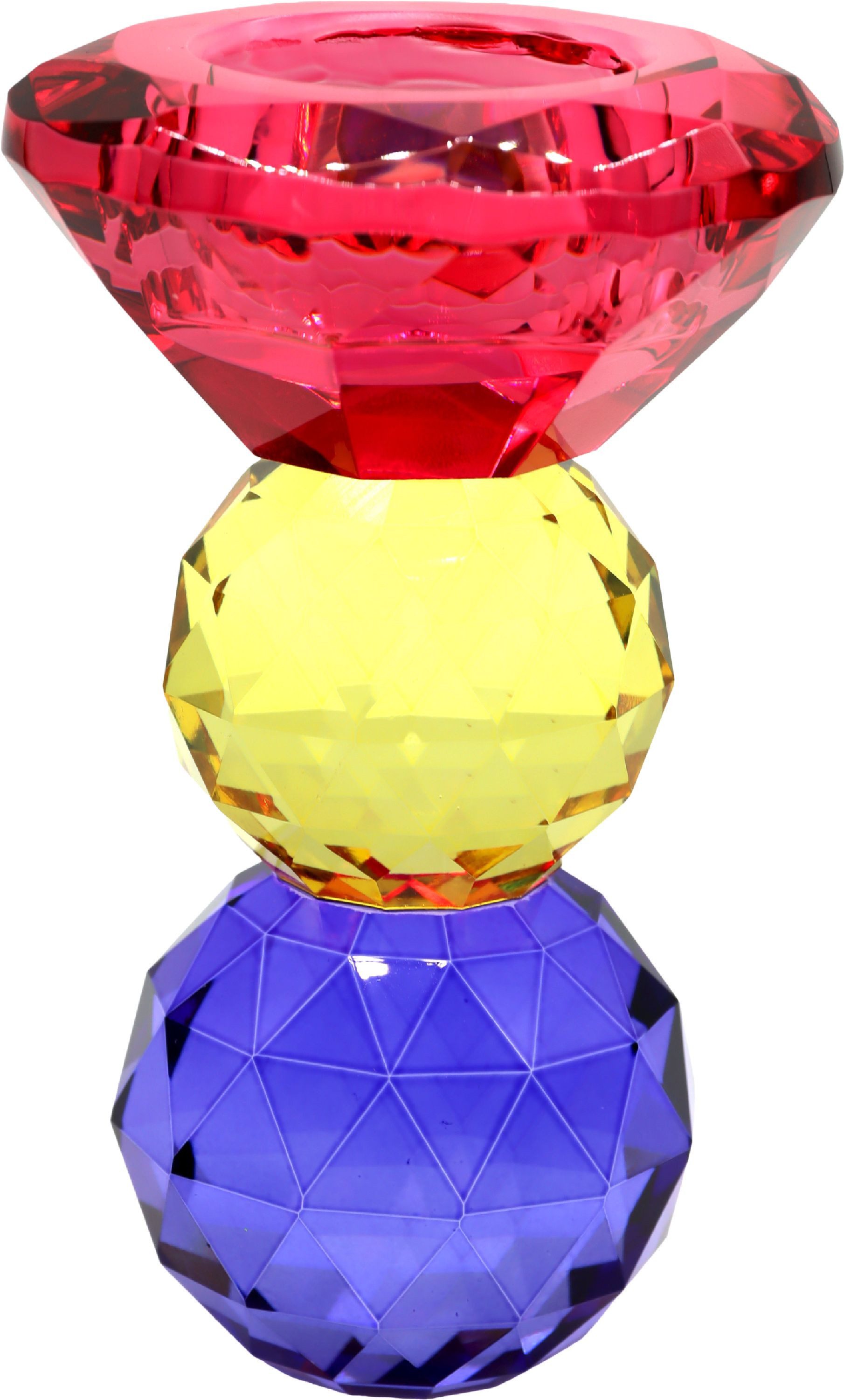 FURNARO Kerzenhalter, Facettiertes Kristallglas mit intensiver Lichtbrechung