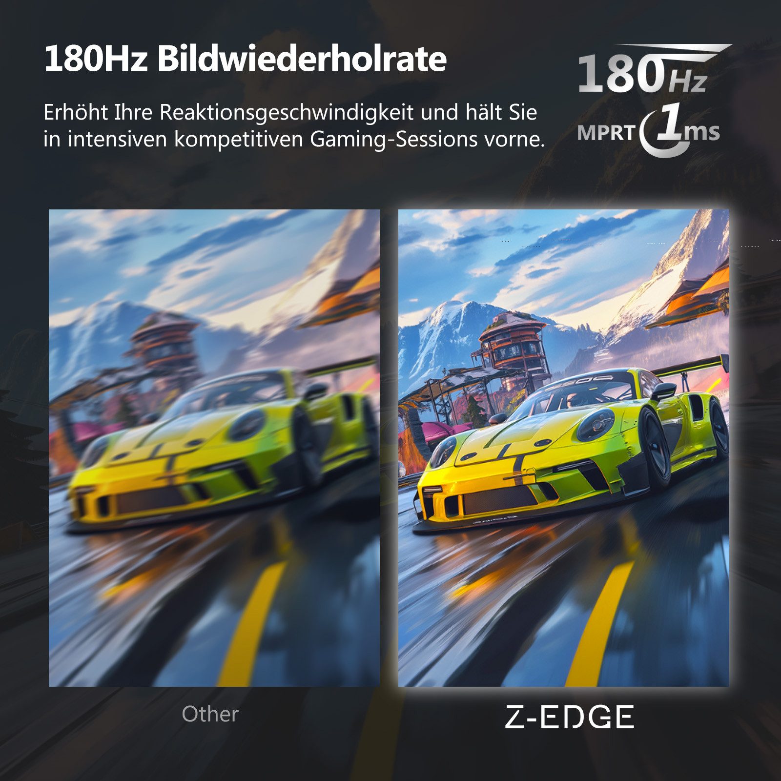 Z-EDGE 24‑Zoll IPS Monitor mit 180 Hz & 1 ms MPRT Gaming-Monitor (60,96 cm/24 ", 1920×1080 px, Full HD, 1 ms Reaktionszeit, IPS, Full‑HD, FreeSync‑HDR & schmaler Rahmen)