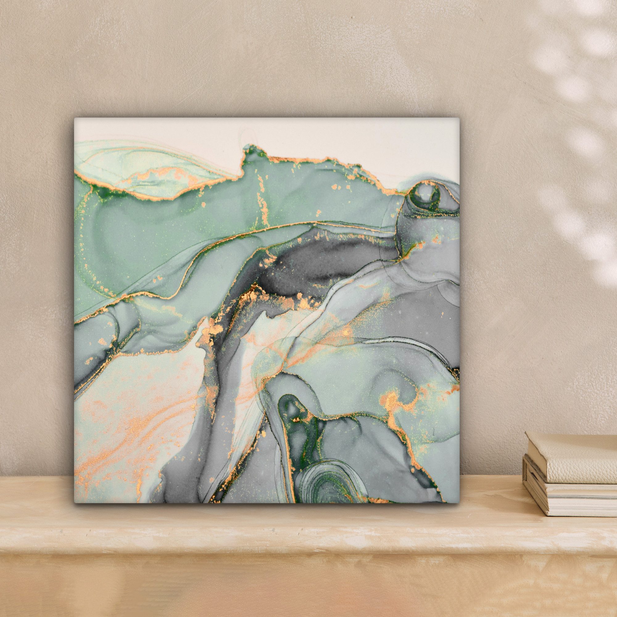 OneMillionCanvasses® Leinwandbild Gold - Marmor - Grün - Luxus - Glitzer - günstig online kaufen