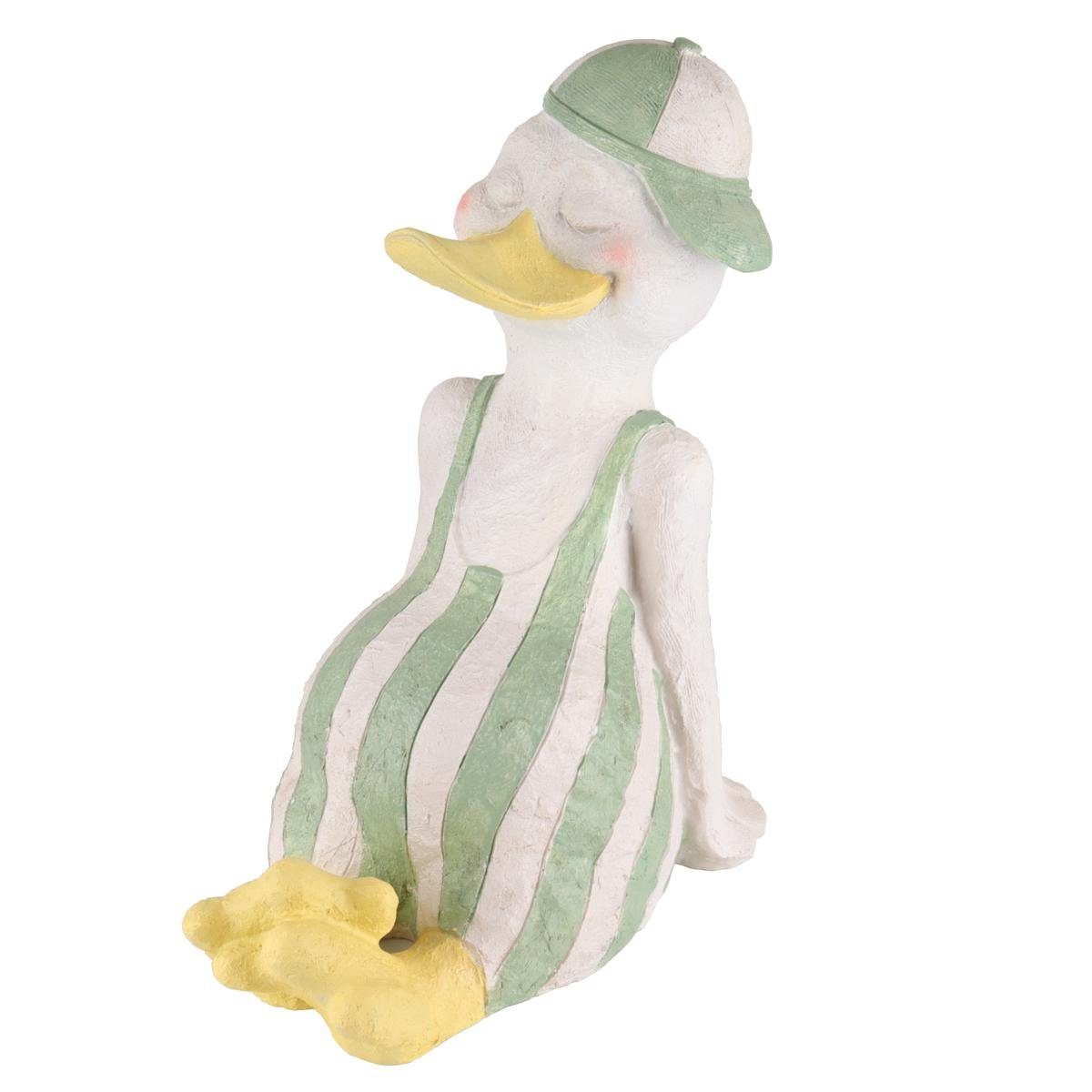 440s Ente Wandspruch Mike H (1 Polyresin, ca. 40cm 440s Badeanzug, grün-weißen St) Figur im