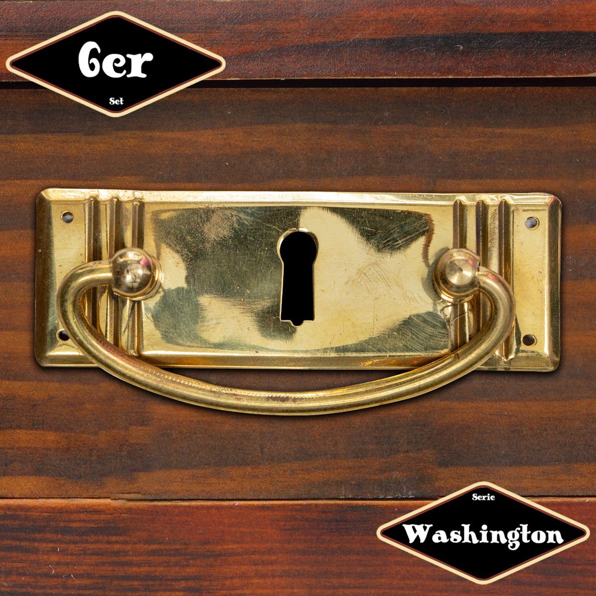 Möbelbeschlag Schubladengriff,Serie "Washington",6er Pack, Eisen in Messing gl.