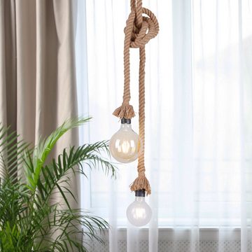 etc-shop Pendelleuchte, Leuchtmittel nicht inklusive, Retro Decken Hänge Lampe Tau Seil Wohn Ess Zimmer Beleuchtung Pendel