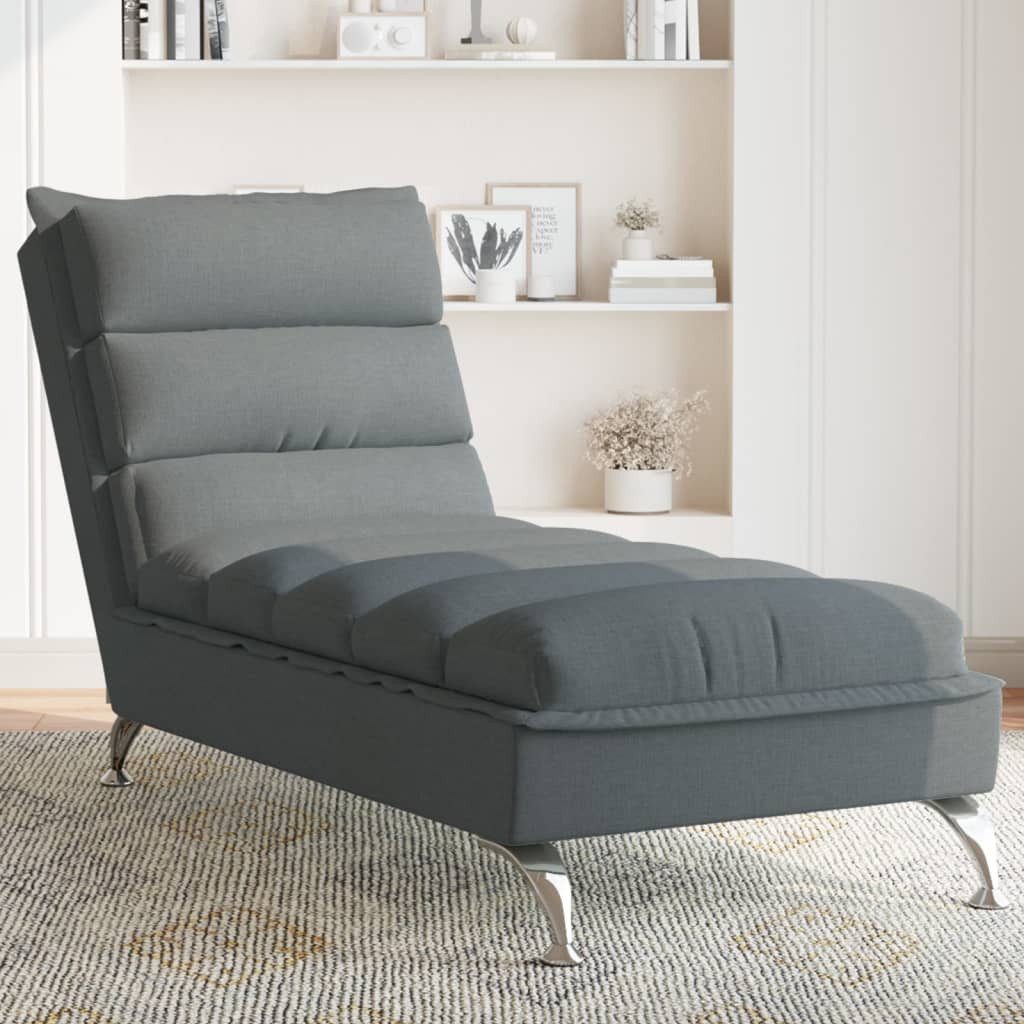 vidaXL Sitzbank Chaiselongue mit Kissen Dunkelgrau Stoff