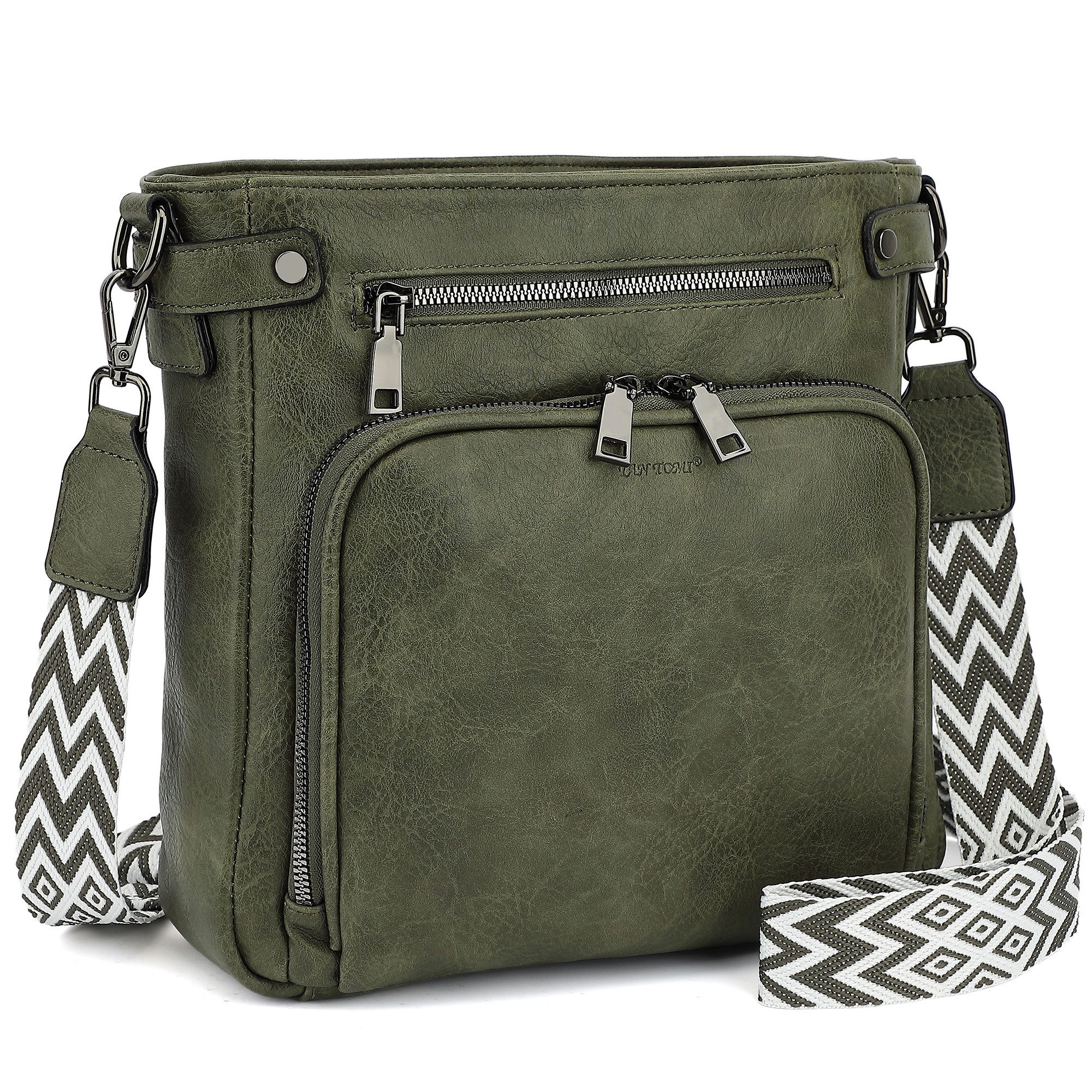 TAN.TOMI Schultertasche Handtasche damen mittelgroß На плечо crossbody bag, Retro leder PU damentaschen mit breitem gurt handtaschen