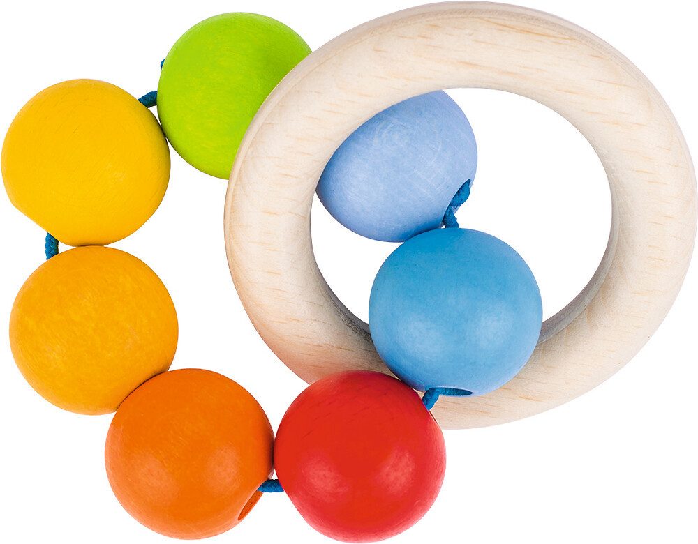 goki Greifspielzeug goki baby Regenbogen-Set: Spieltrainer + Greifling + Schnullerkette (3-tlg), Made in Germany