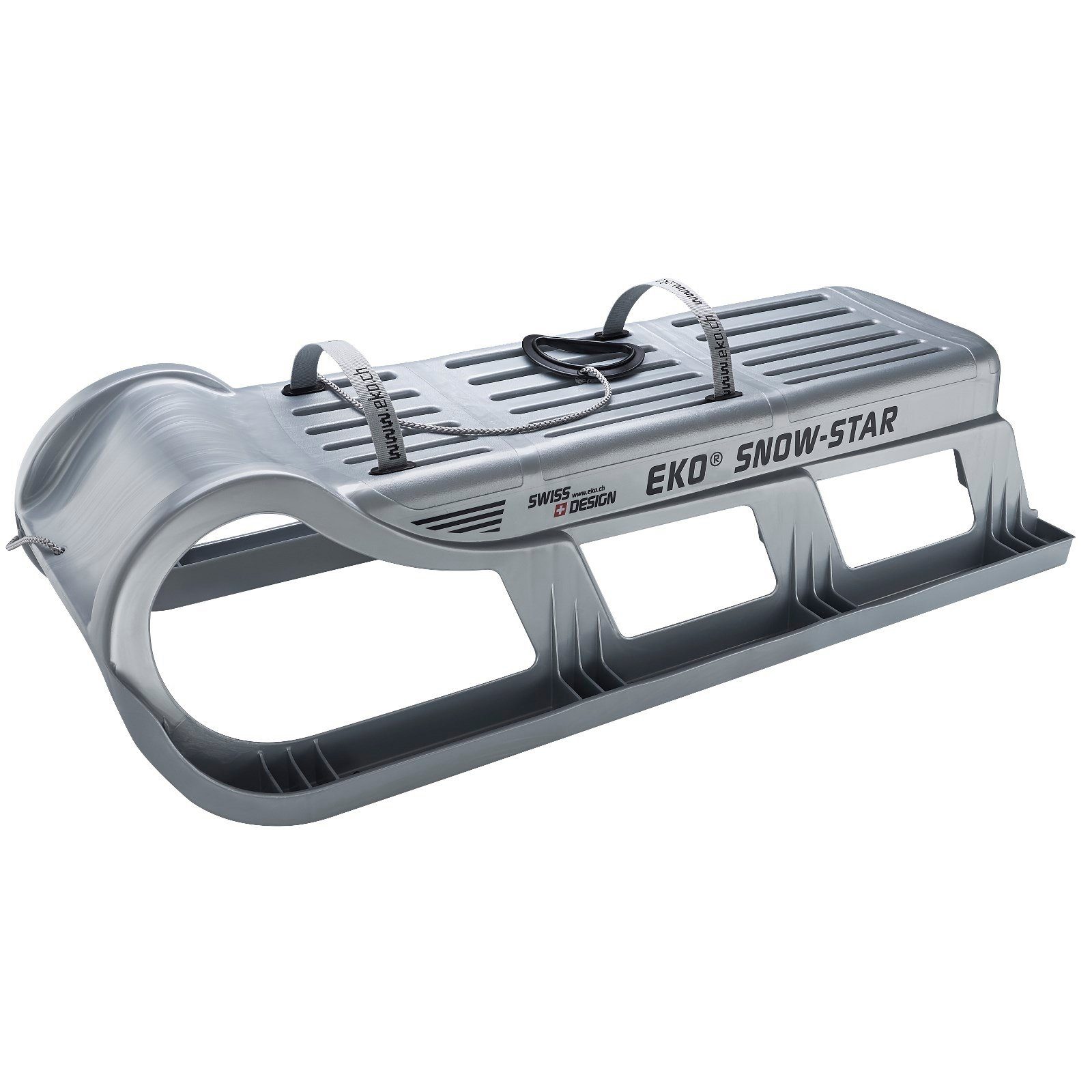 TikTakToo Davoser Санки EKO Snow-Star 100 oder 120, 1er, 2er oder 3er mit Verstärkung (erweiterbar mit Jenny Санкиsitz und Schubstange, Сани incl. Zugseil mit Zuggriff), Kunststoff (Modell) mit Edelstahlkufen, breite Auflage