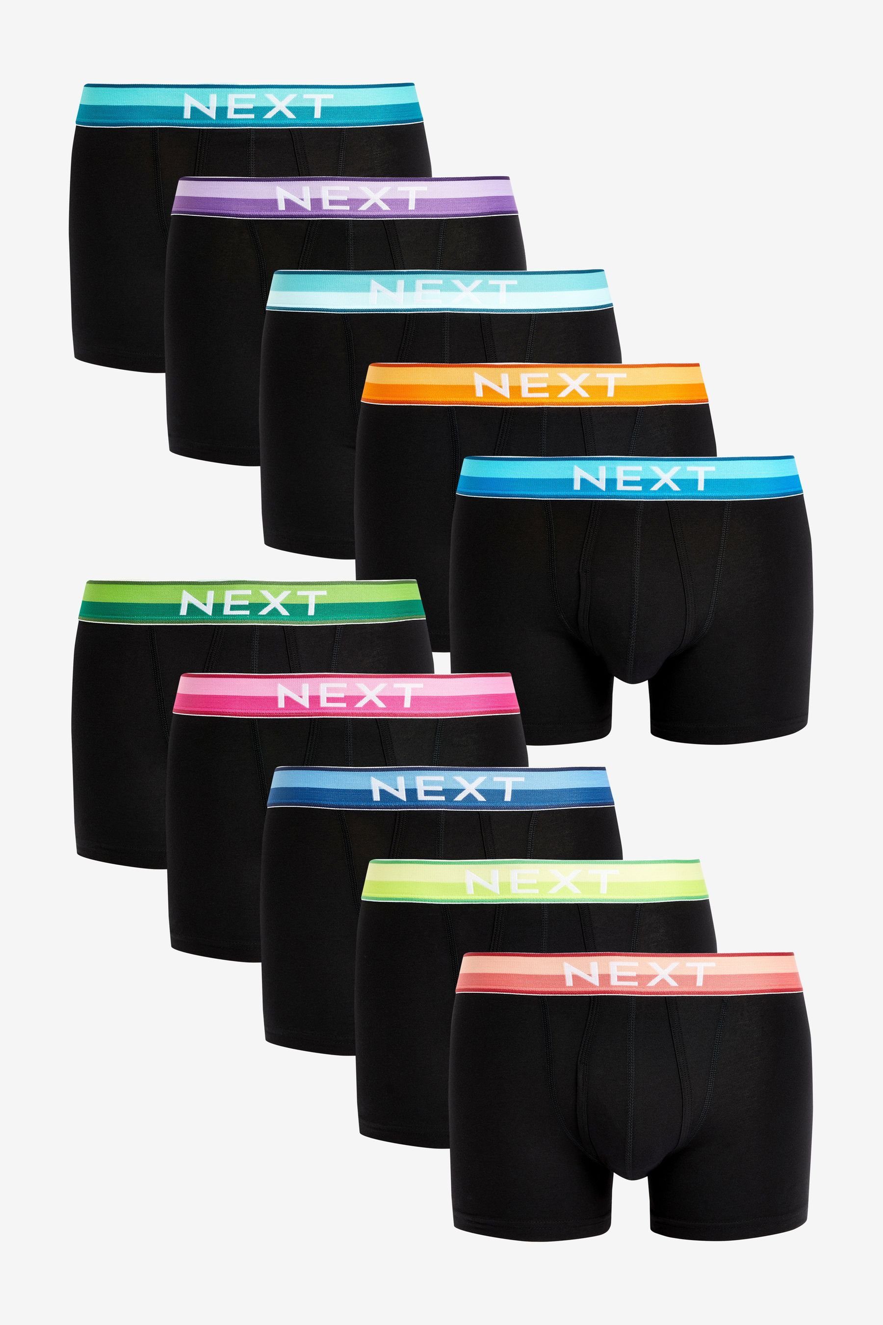 Black Waistband Colour Next Bright 10er-Pack Boxershorts A-Front, Boxershorts (10-St)