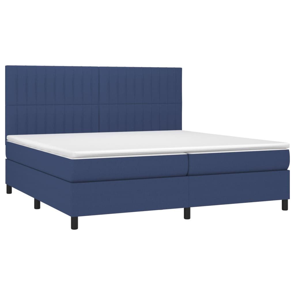 Bett Boxspringbett mit Matratze Blau 200x200 cm Stoff