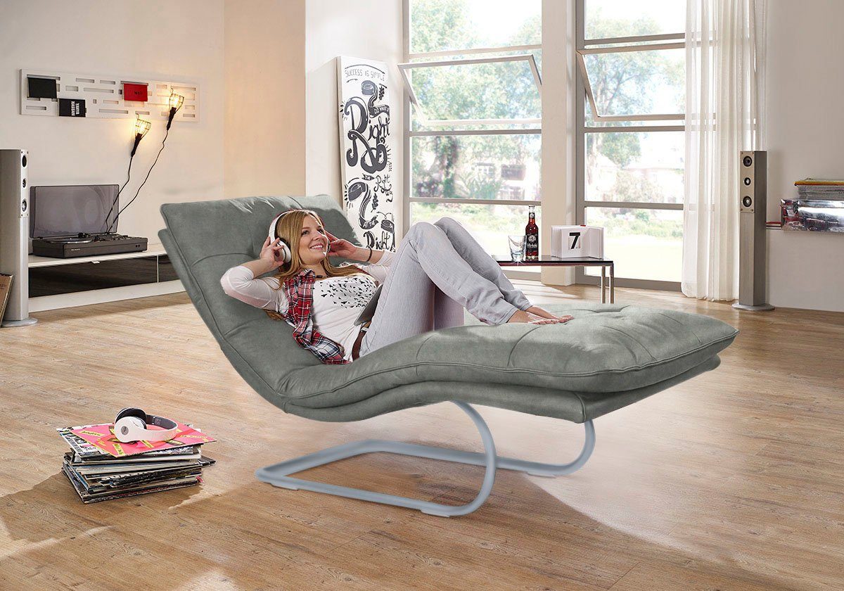 W.SCHILLIG Relaxliege daily dreams, in Waffelkissen-Optik, wahlweise mit Motor, silber matt, in 2 Breiten