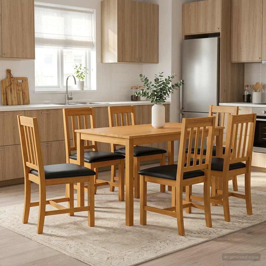 vidaXL Gartenlounge-Set Essgruppe 7 stk. Schwarz Massivholz Eiche, (7-tlg)