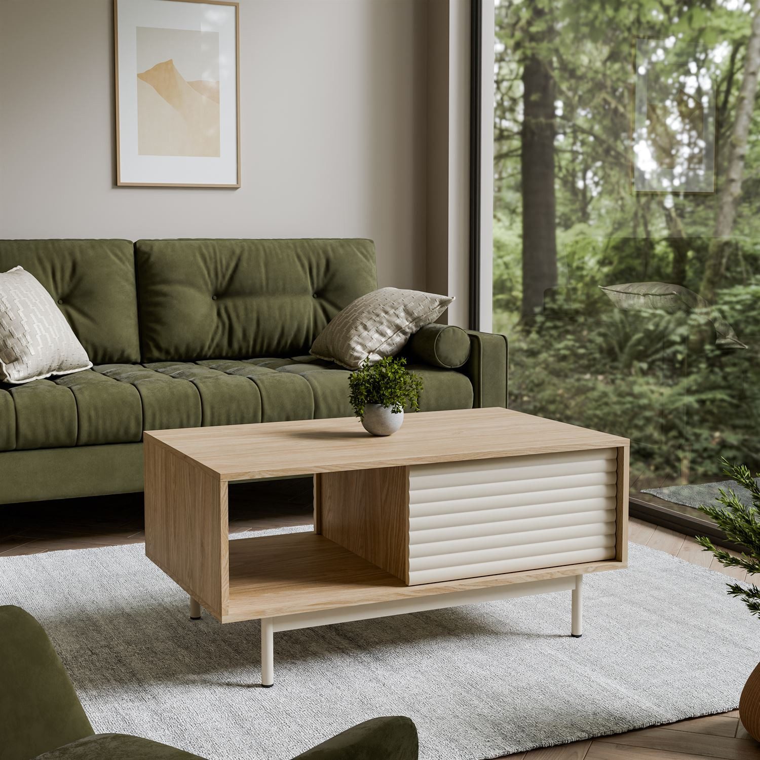 Lookway Couchtisch FLORENCE mit Stauraum (1x Couchtisch), Breite: 100 cm